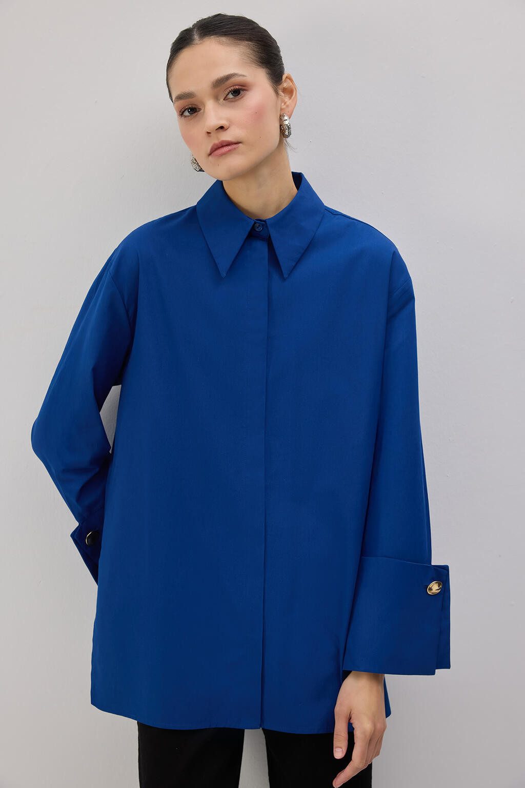 touche prive Rugbyshirt Poplin Shirt mit Weiten Manschetten, Schwarz günstig online kaufen