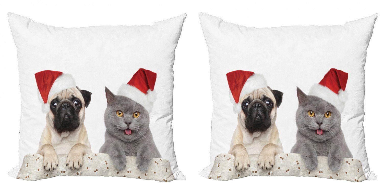 Kissenbezüge Modern Accent Doppelseitiger Digitaldruck, Abakuhaus (2 Stück), Mops Weihnachten Themed Hund Foto