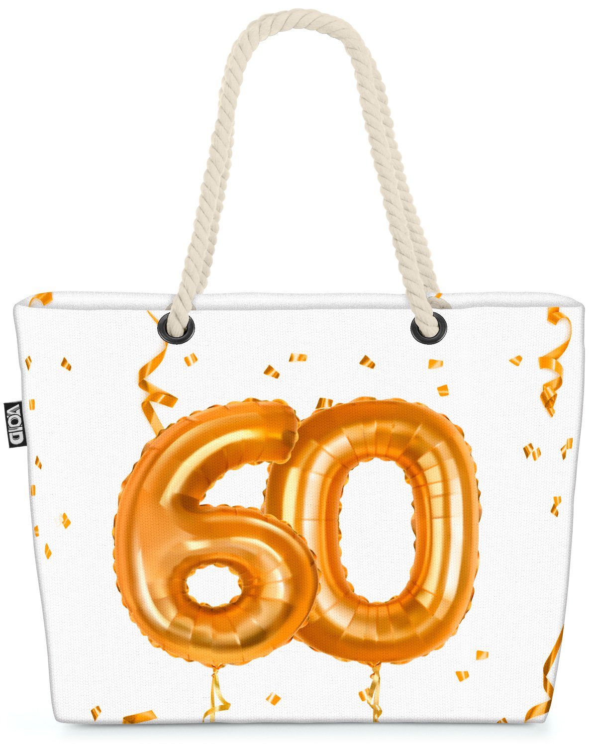 Feiern Ballons Party Strandtasche (1-tlg), Hochzeit Jubiläum Jahreszahl Kranz VOID 60 Geburtstag