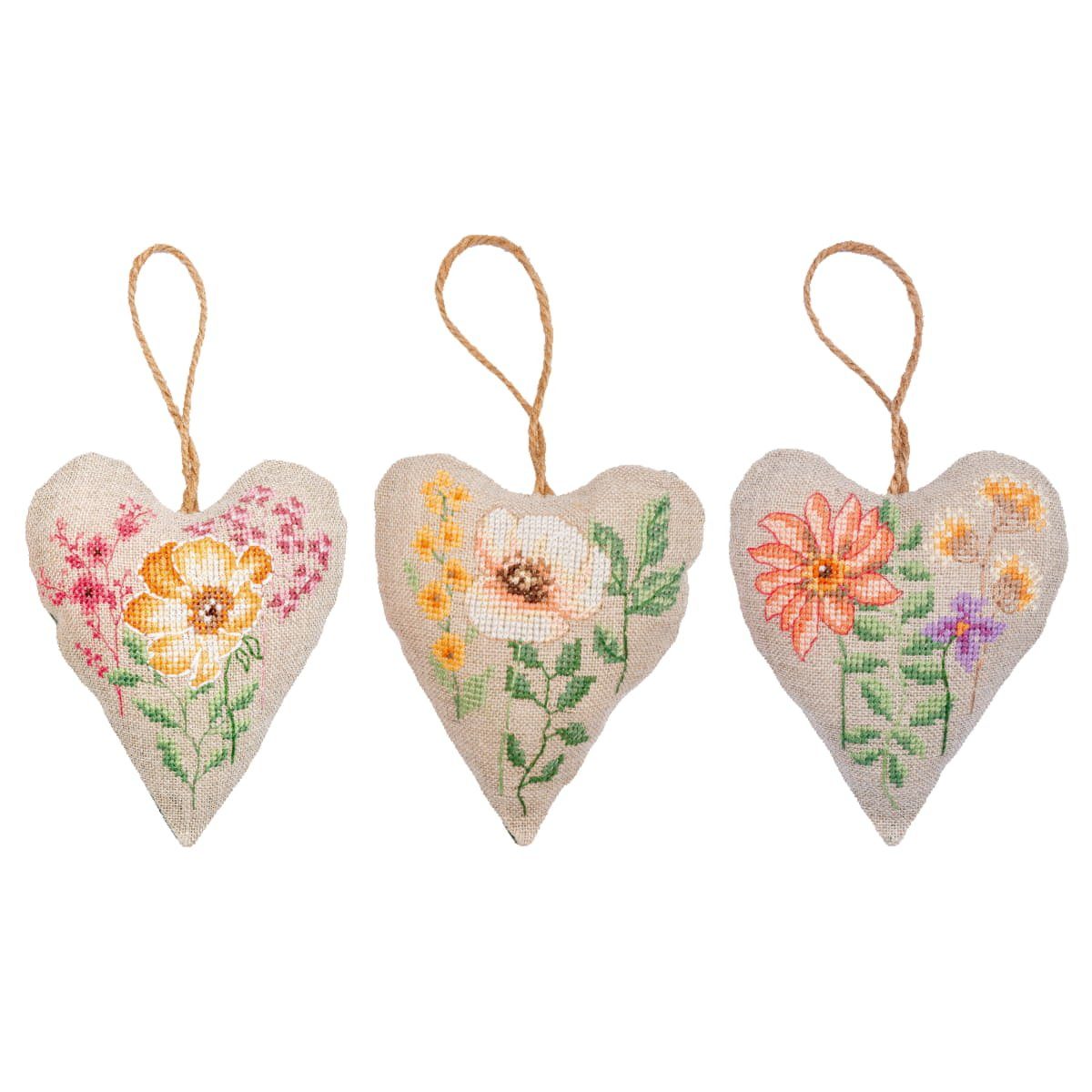 Kreativset Vervaco Kräuterkissen Kreuzstich Set "Wildblumen" 3er Set, Zählmuster