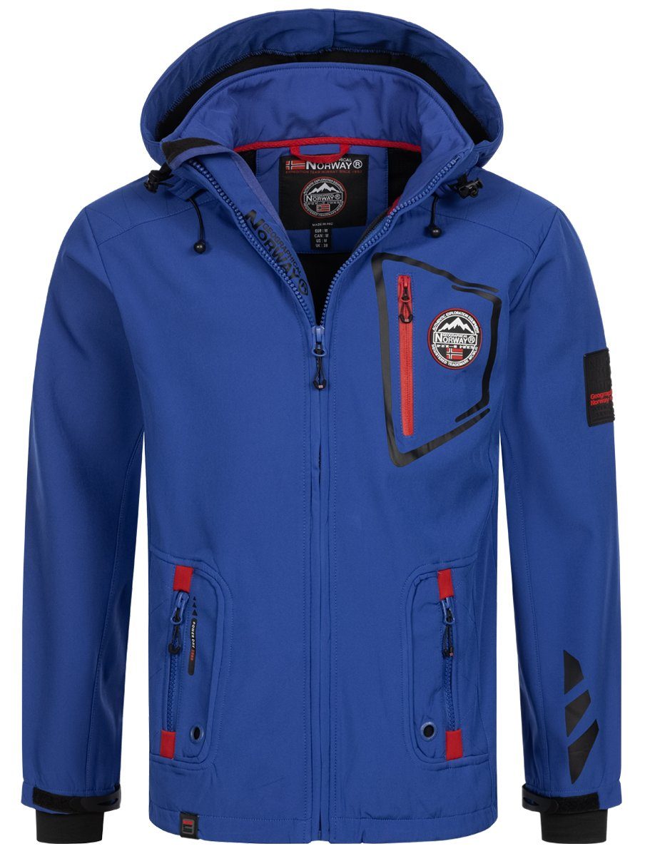 Geographical Norway Softshelljacke Herbst Winter Jacke Softshell Jacke Outdoor Regen Übergangs Jacke Blau