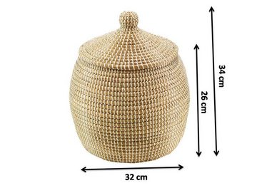 Kobolo Aufbewahrungskorb Schlangenkorb aus Seegras/Kunststoff natur D 32 cm