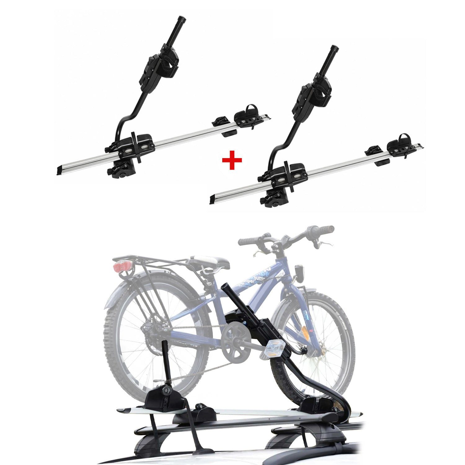 OMAC Dachfahrradträger 2x Farad bis 25 kg ABE P-Style Dachfahrradträger EBike FatBike, (2-tlg), Rostbeständig, Abnehmbar, Leichtgewichtig