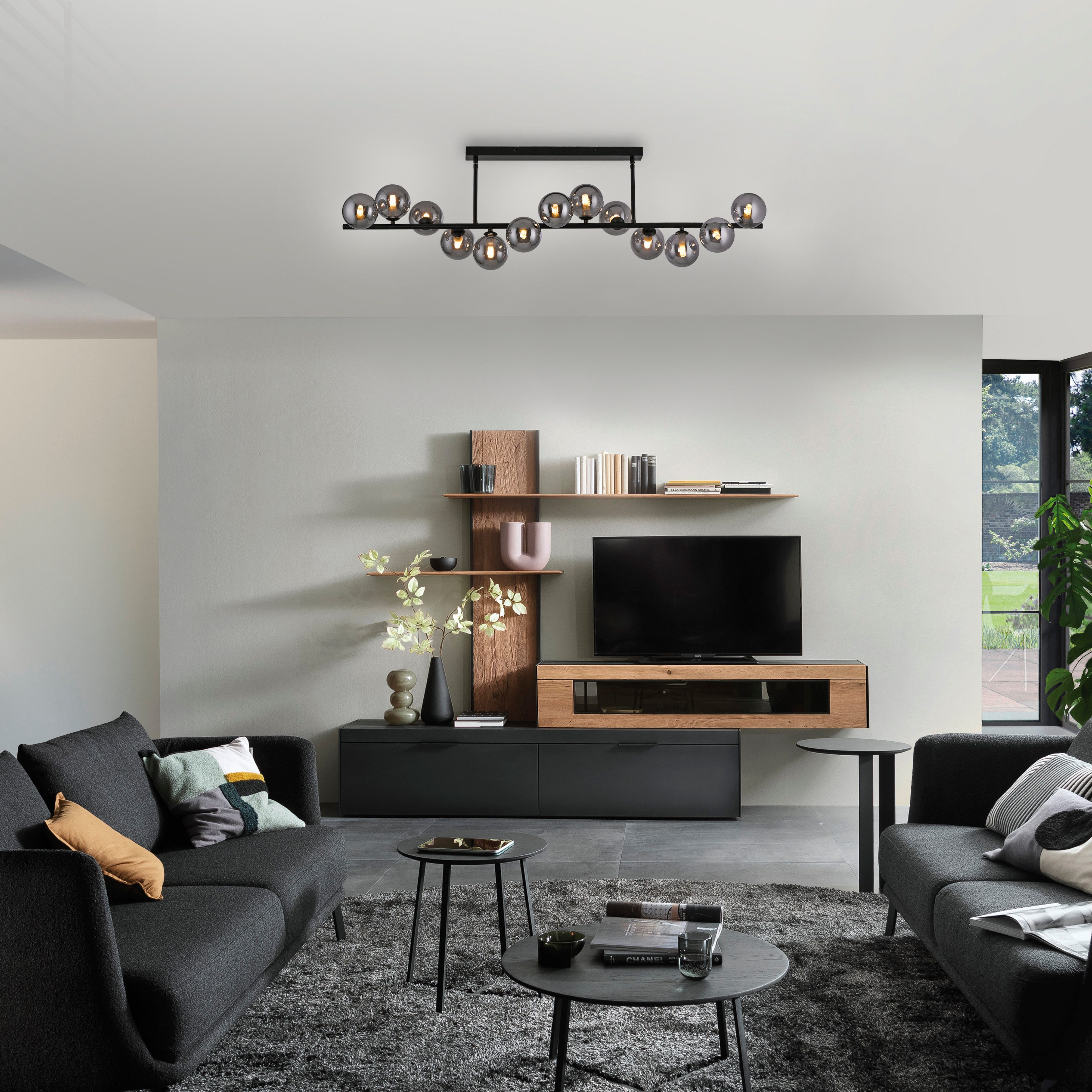 SCHÖNER WOHNEN-Kollektion LED Deckenleuchte DUBAI, LED wechselbar, Warmweiß, SCHÖNER WOHNEN Kollektion, Rauchgläser