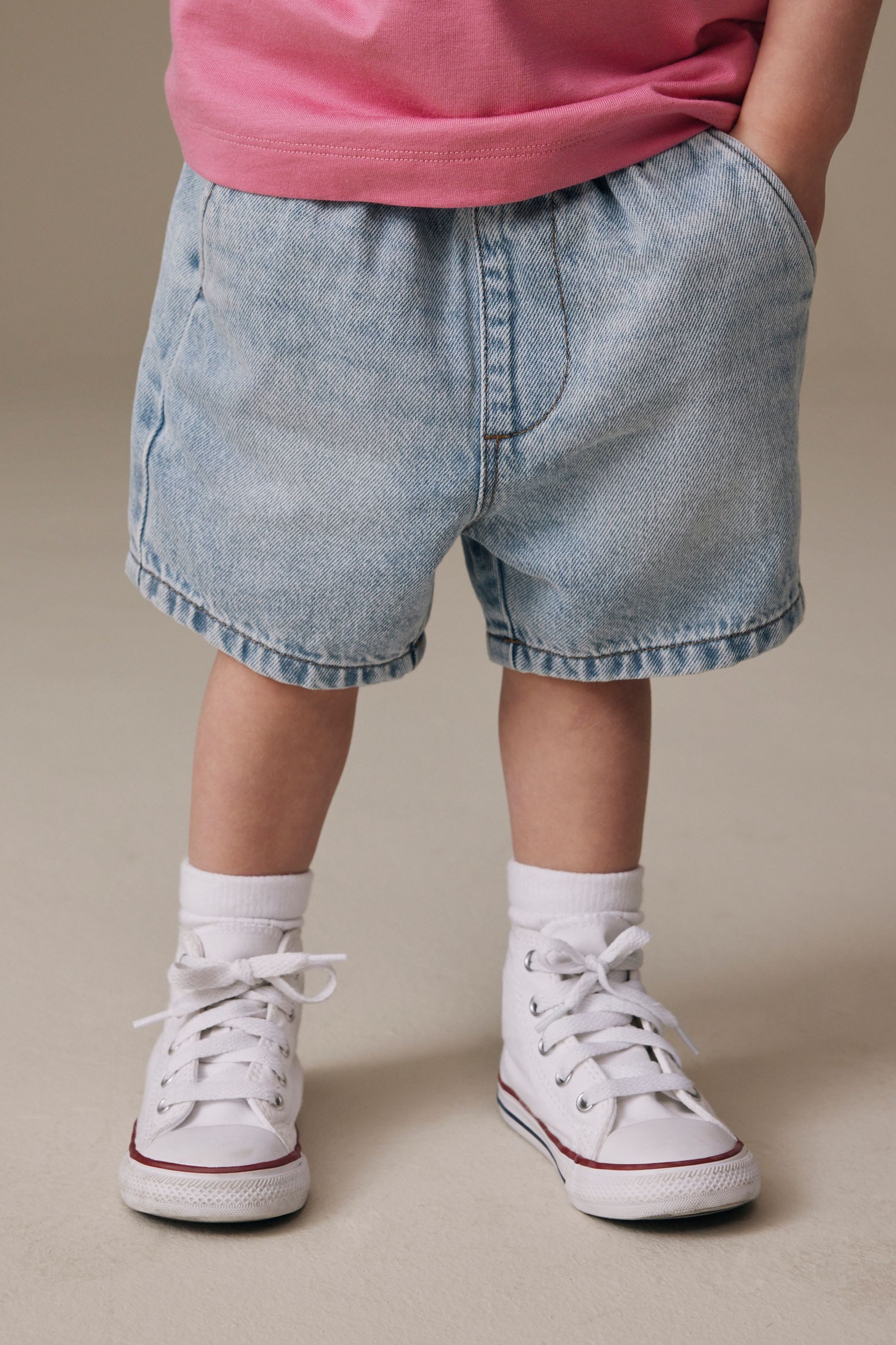 Jeansshorts Denim-Shorts 100 % Baumwolle mit Gummibund