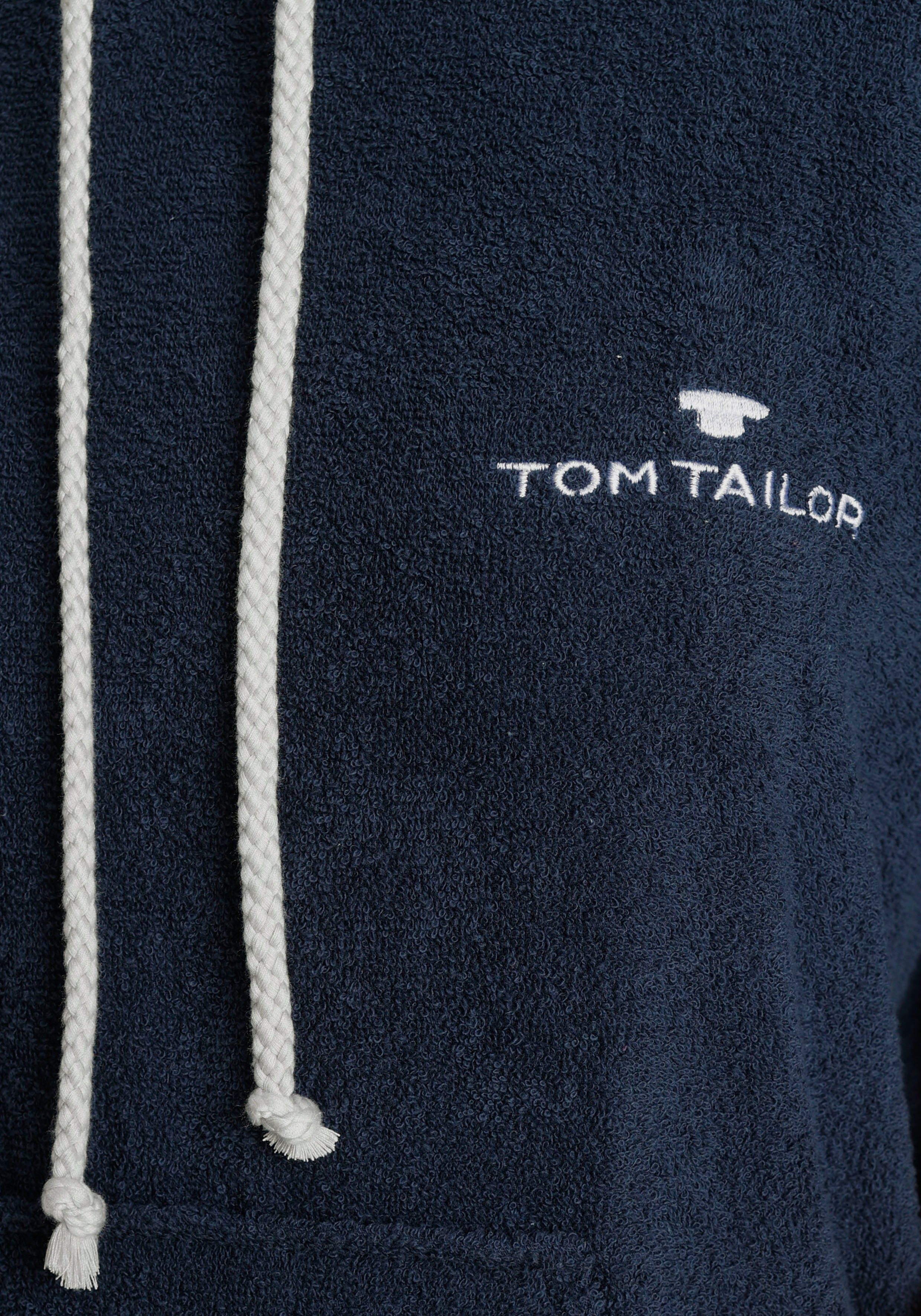 TOM TAILOR HOME Badeponcho Surf ohne, Walkfrottier, navy Bauchtasche Poncho, Kapuze, mit Kurzform