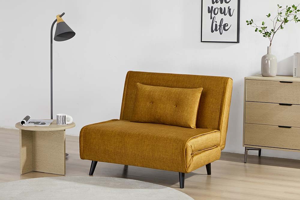 riess-ambiente Relaxsessel SMART MULTIFUNCTION 100cm senfgelb - Samt, Bettfunktion, mit Kissen (Einzelartikel, 1-St), ausziehbare Schlafgelegenheit - ideal für Wohn- oder Gästezimmer