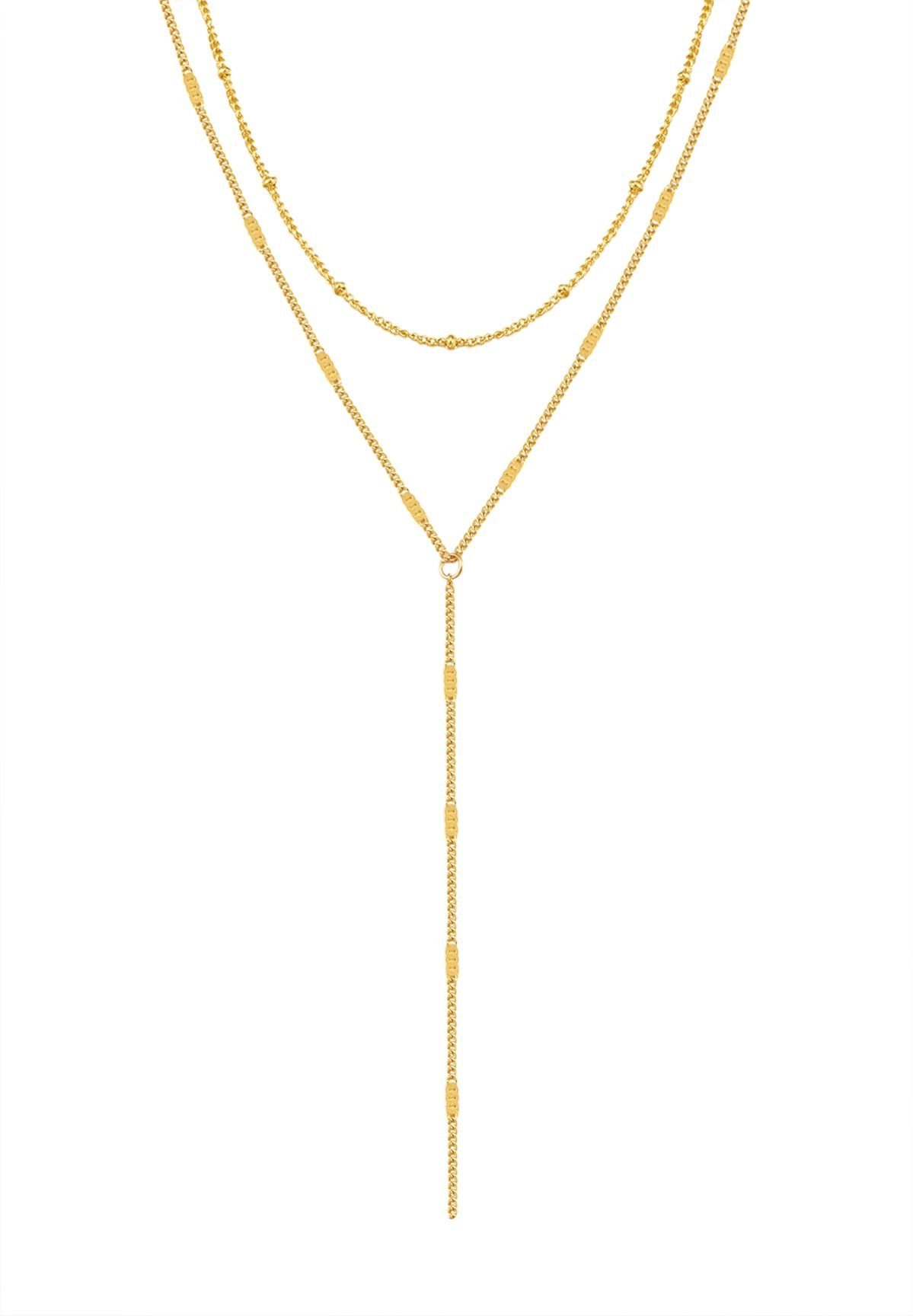 Hey Happiness Y-Kette Layering Kugel & Plättchen, Vergoldete Damen Lariat-K günstig online kaufen