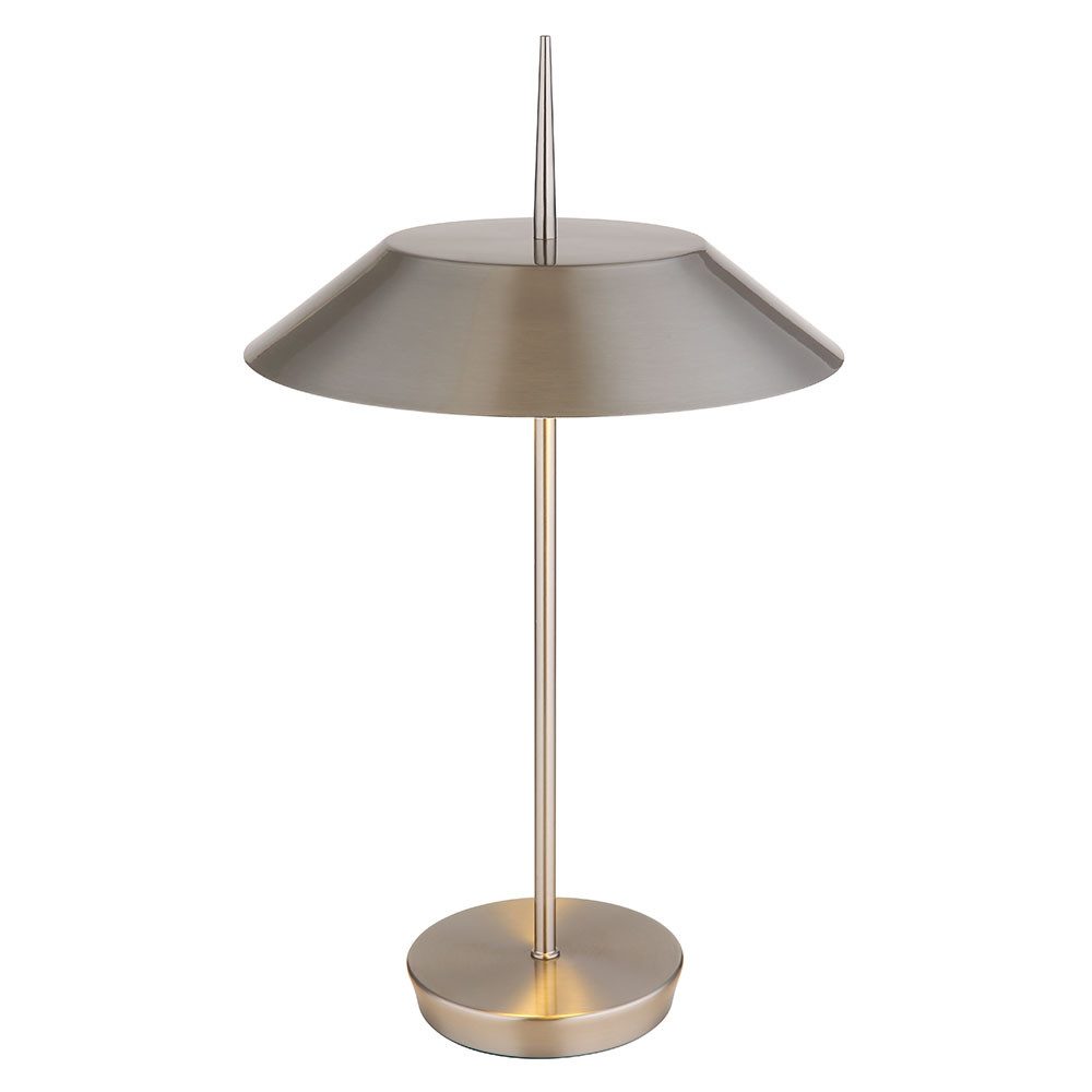 GLOBO LIGHTING LED Tischleuchte, Leuchtmittel inklusive, Warmweiß, Tischlampe Nachttischleuchte Schreibtischlampe nickel matt LED H 52 cm
