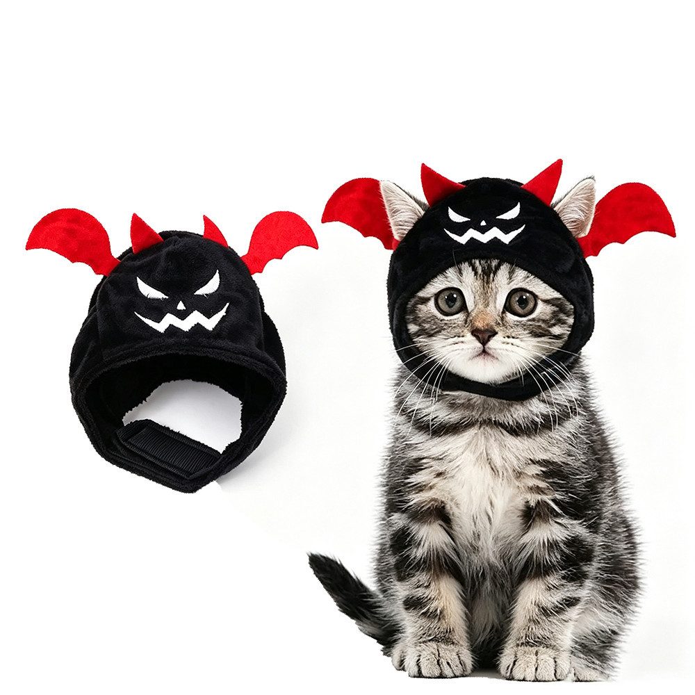 Sorvyzxn Hundekostüm Halloween-Teufelskostüm für Hunde, Halloween-Teufelshut, Haustier-Kopfschmuck für Halloween-Partys, verstellbare