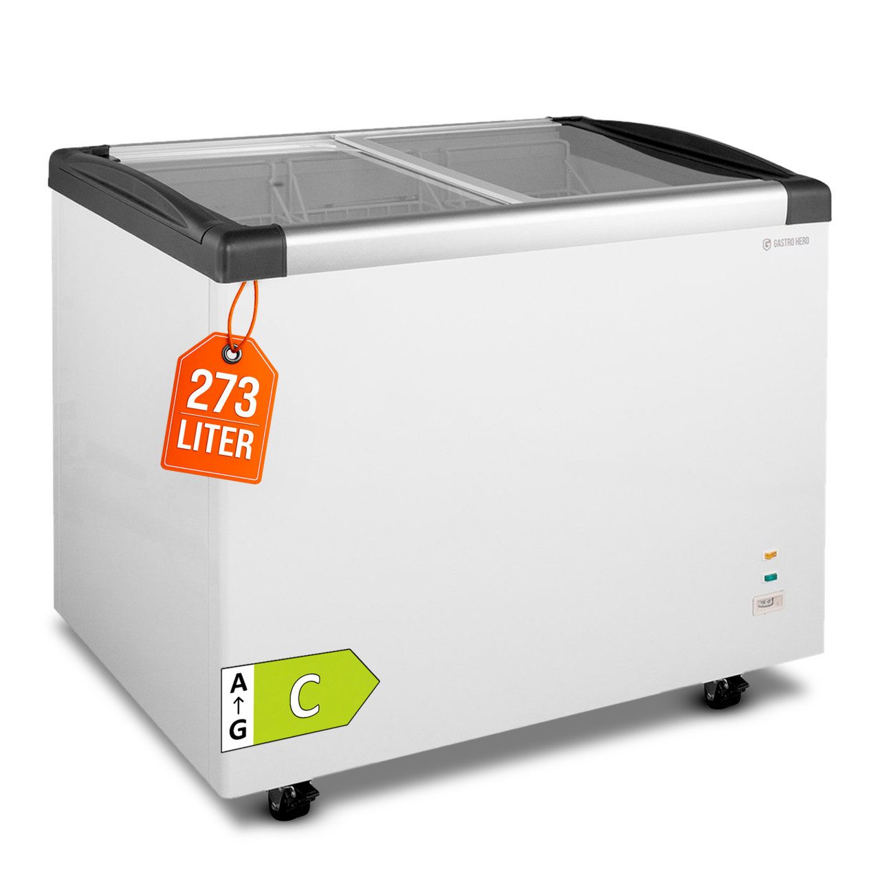 GastroHero Gefriertruhe Gefriertruhe 350, Tiefkühltruhe, abschließbar, Glasschiebedeckel TKTR-ECO350GN, 103.5 cm breit, 273 l