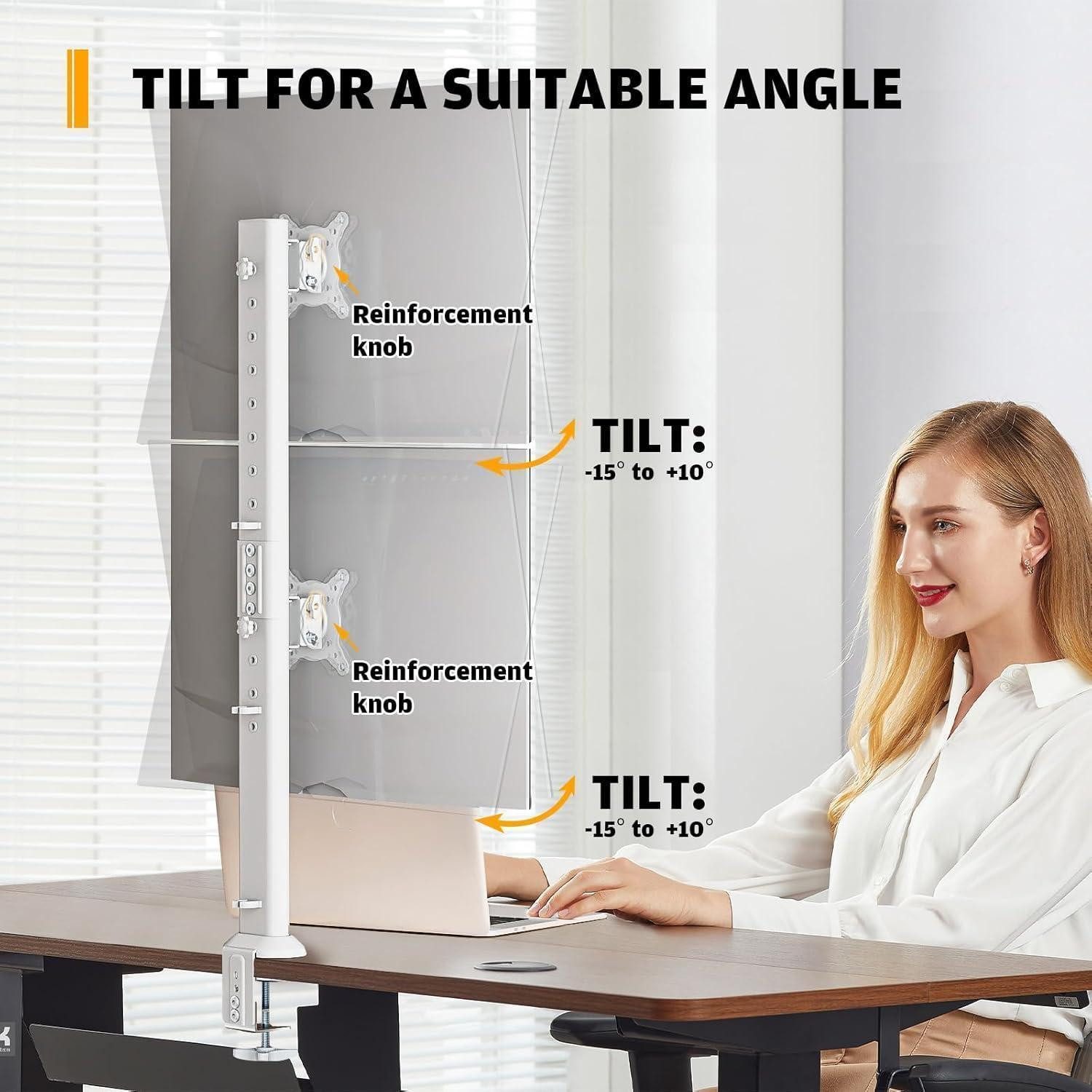 LuxusKollektion Monitor-Halterung Montagearm 2 Monitore 13 34 Zoll C Klemme Medium Weiß