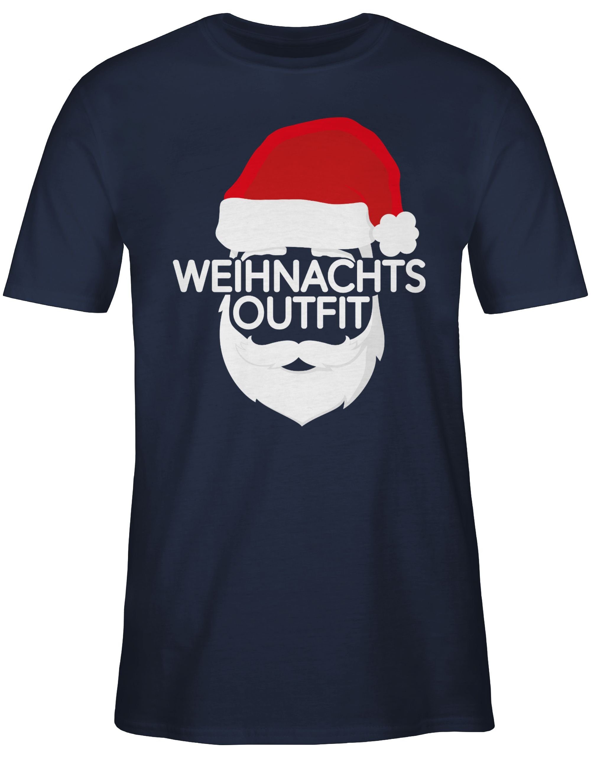Shirtracer T-Shirt Weihnachtsoutfit mit Weihnachtsmütze Weihachten Kleidung 03 Navy Blau