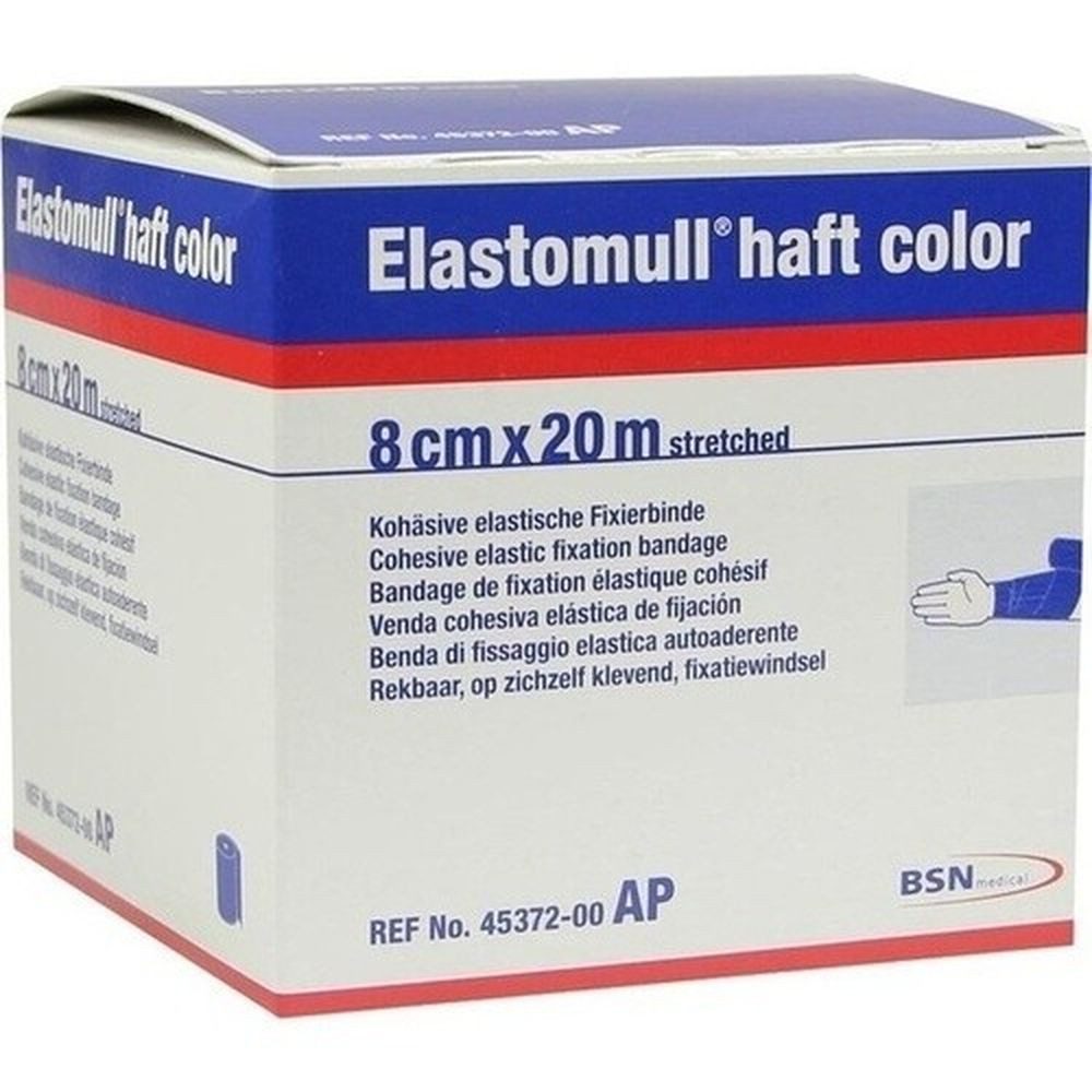 Elastomull Bandage ELASTOMULL haft color 8 cmx20 m Fixierb.blau 1 Stück