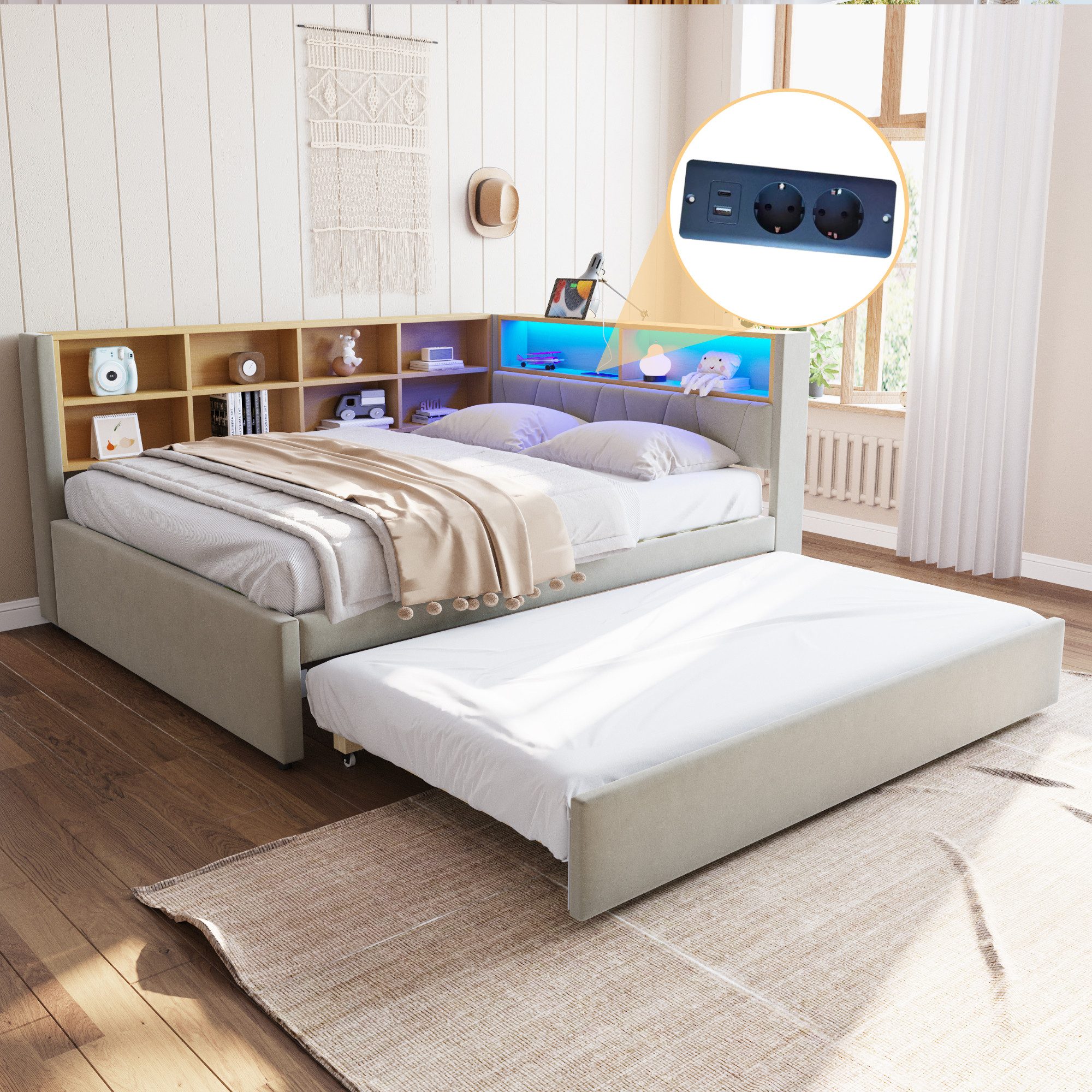 OKWISH Kinderbett Schlafsofa Funktionsbett Stauraumbett (Multifunktionales günstig online kaufen