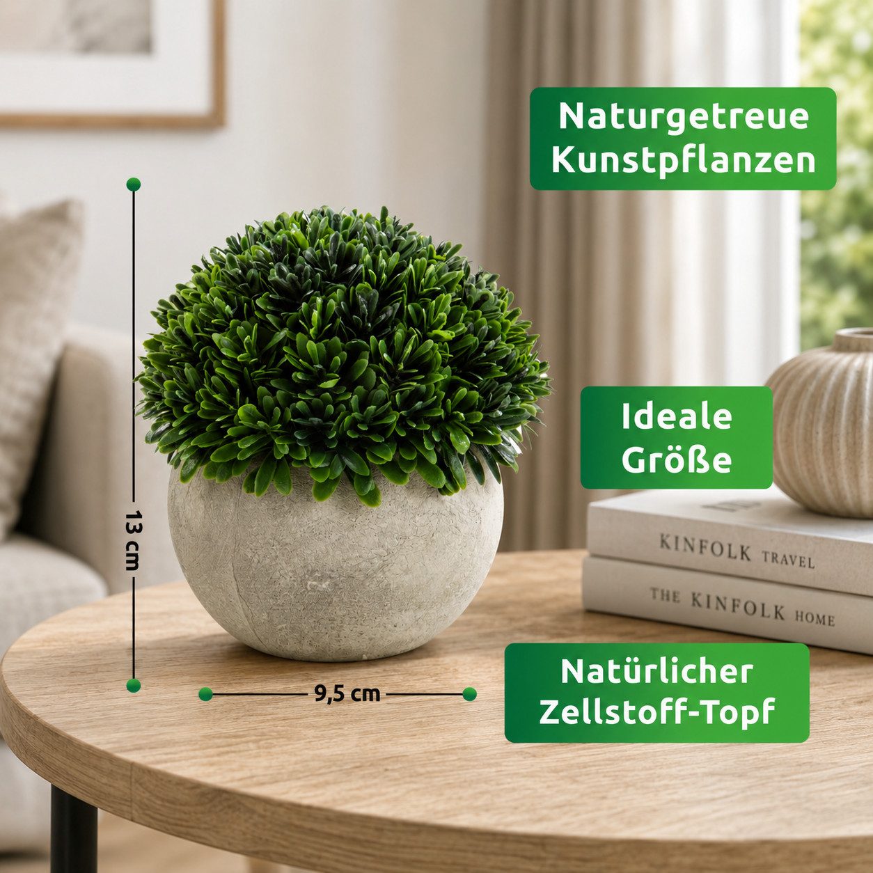 Künstliche Zimmerpflanze Kleine Kunstpflanzen & Künstliche Sukkulenten wie echt in edlen Töpfen Sukkulenten, PASCH, Hochglanz-Keramiktöpfe – Bild 3 von 5