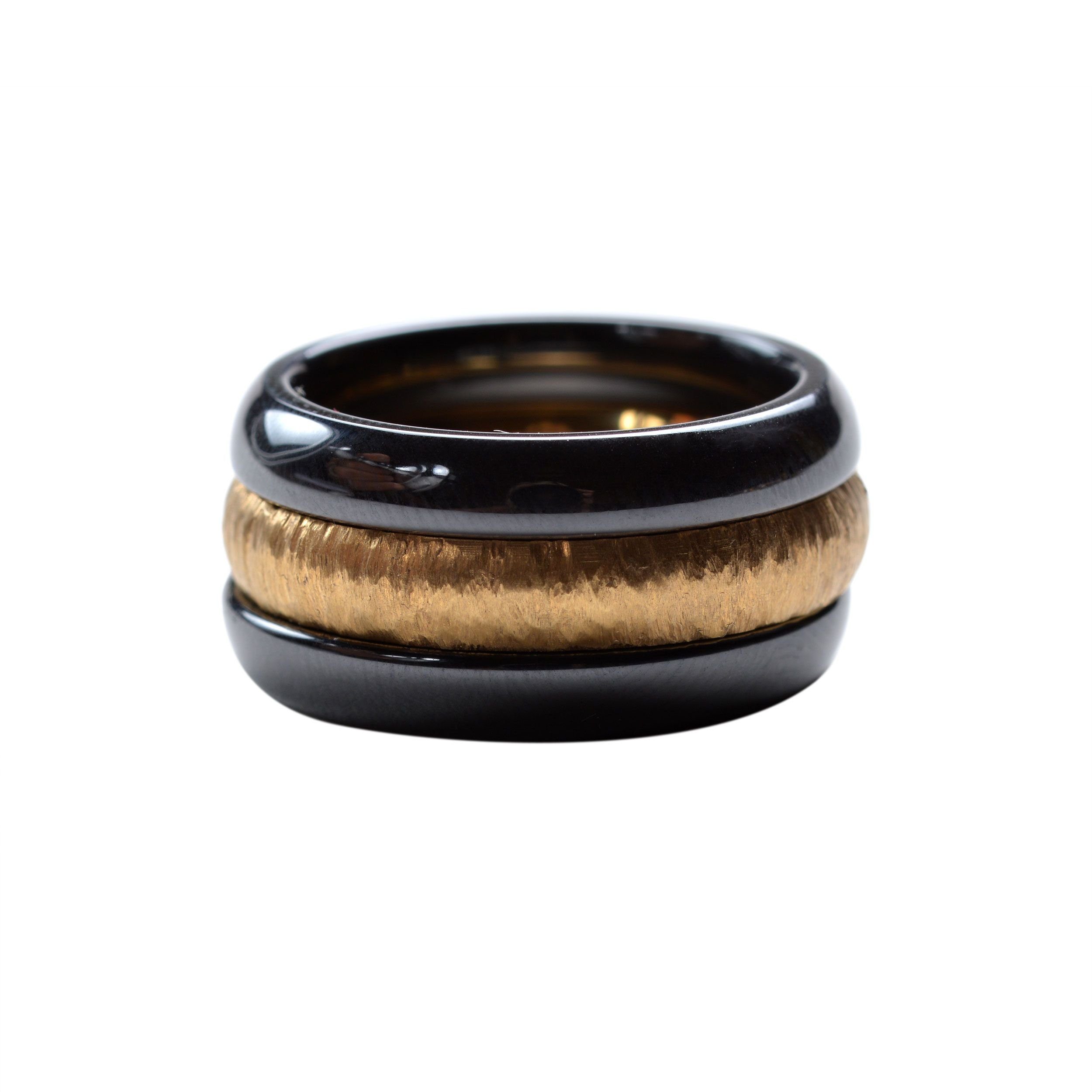 Kingka Ring-Set Keramik Außen "Black" schwarz Set Ring