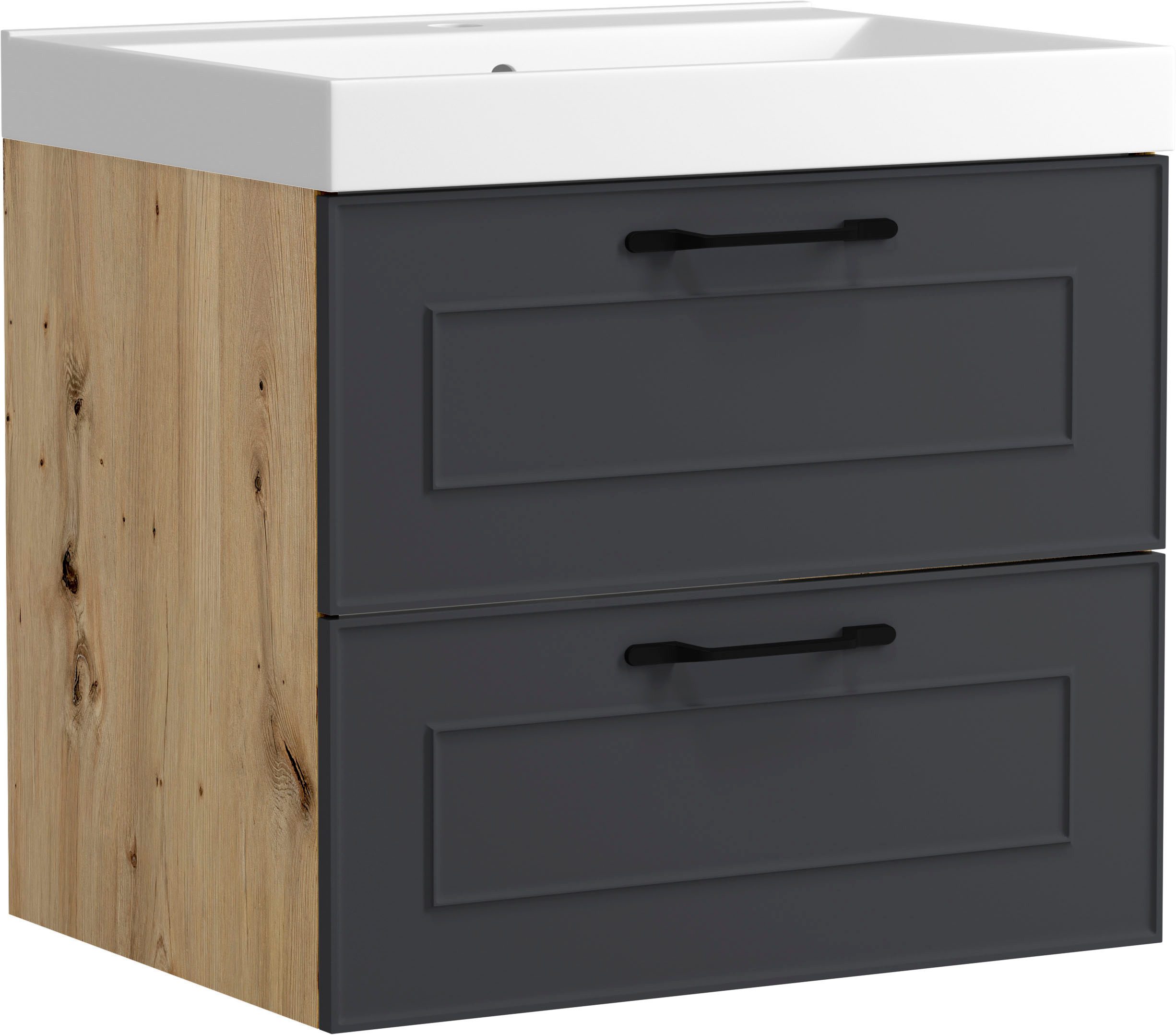 welltime Waschtisch CADIZ, Waschtisch, Landhausoptik, schwarze Akzente