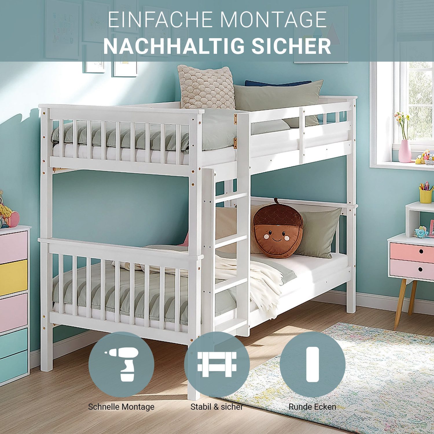 Homestyle4u Etagenbett 90x200 für 2 Kinder günstig online kaufen