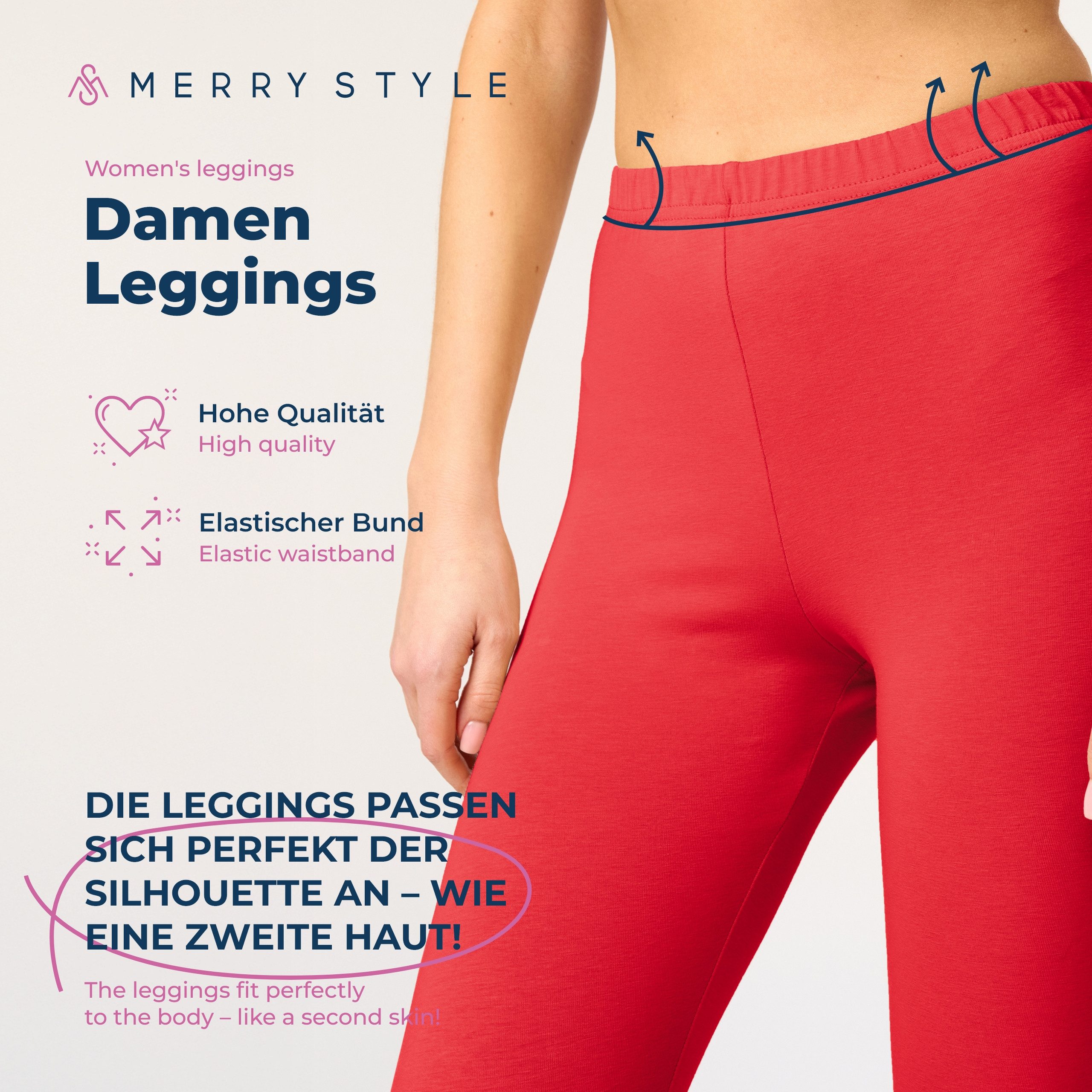 Merry Style Leggings Caprihose Damen 3/4 Hose MS10-199 (1-tlg) aus Baumwolle