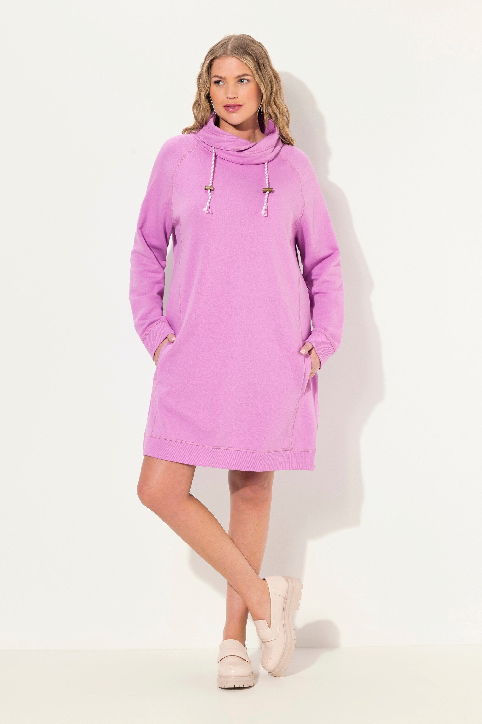 Ulla Popken Jerseykleid Sweatkleid Stehkragen Langarm günstig online kaufen