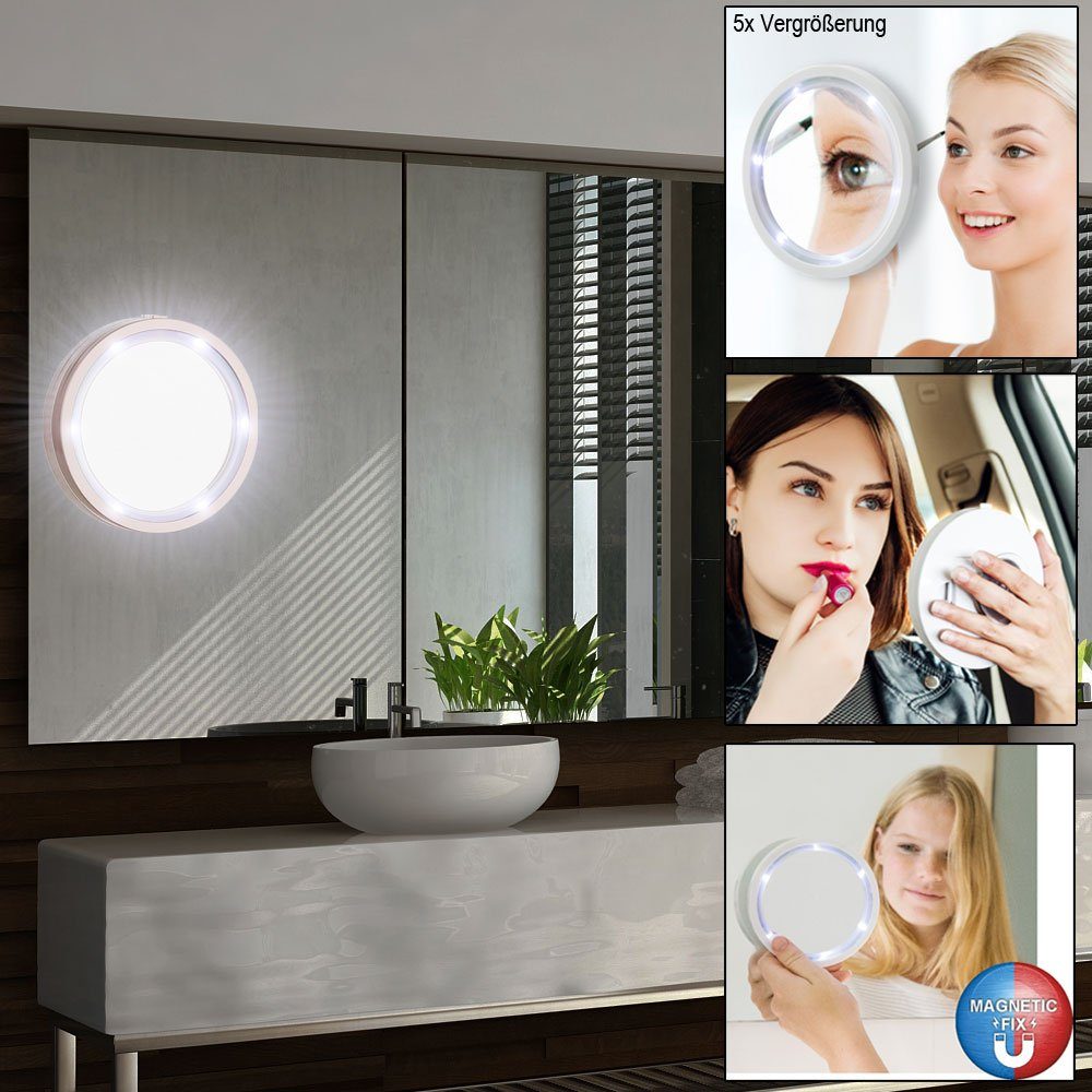 Globo Spiegelleuchte, Spiegel mit LED Rand rund kalt weiss tragbar Bade  Zimmer