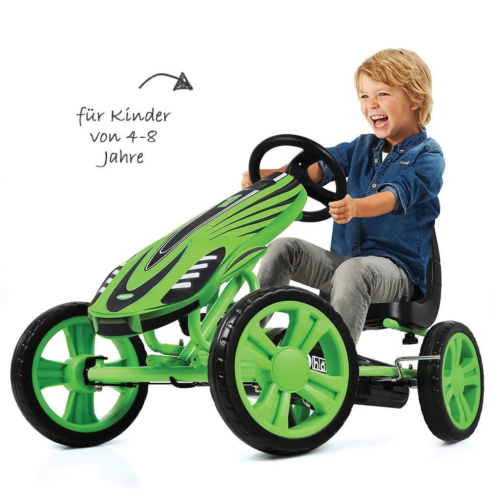 hauck TOYS FOR KIDS Speedster Pedal Vehicle - Green, Pedal Go-Kart & Pedal Car with Adjustable Bucket Seat (4-8 Years)