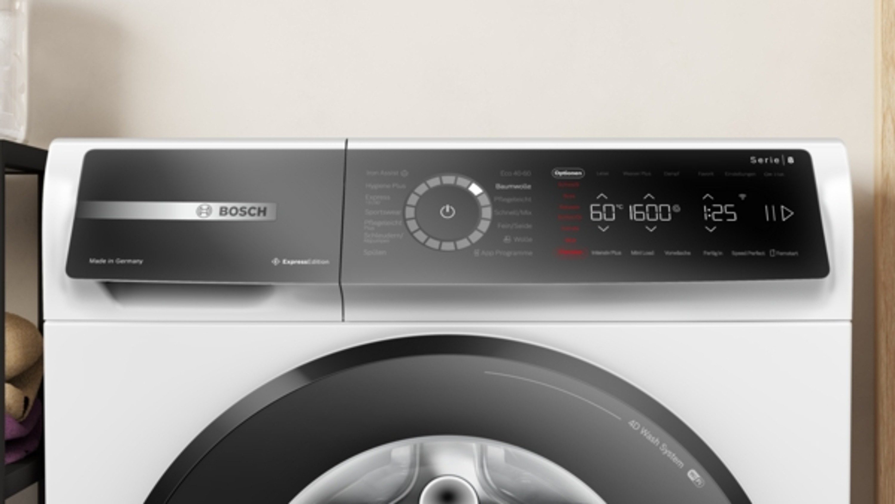 BOSCH Waschmaschine Serie 8 WGB2560H0, 10 kg, 1600 U/min, Eco Silence Drive, AquaStop, Nachlegefunktion