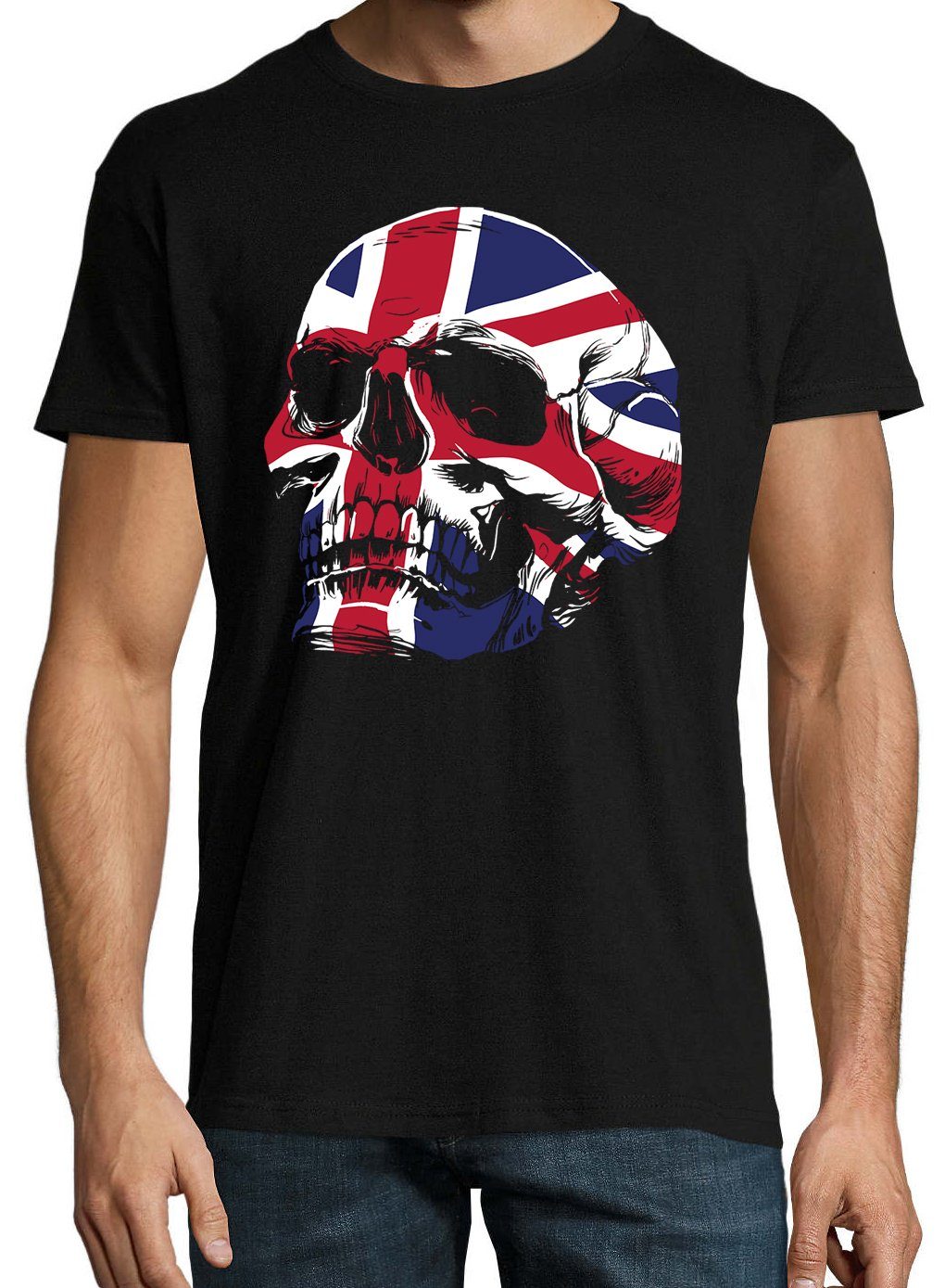 T-Shirt Youth Schwarz Frontprint Logo Shirt Totenkopf mit trendigem UK Schädel Herren Designz England