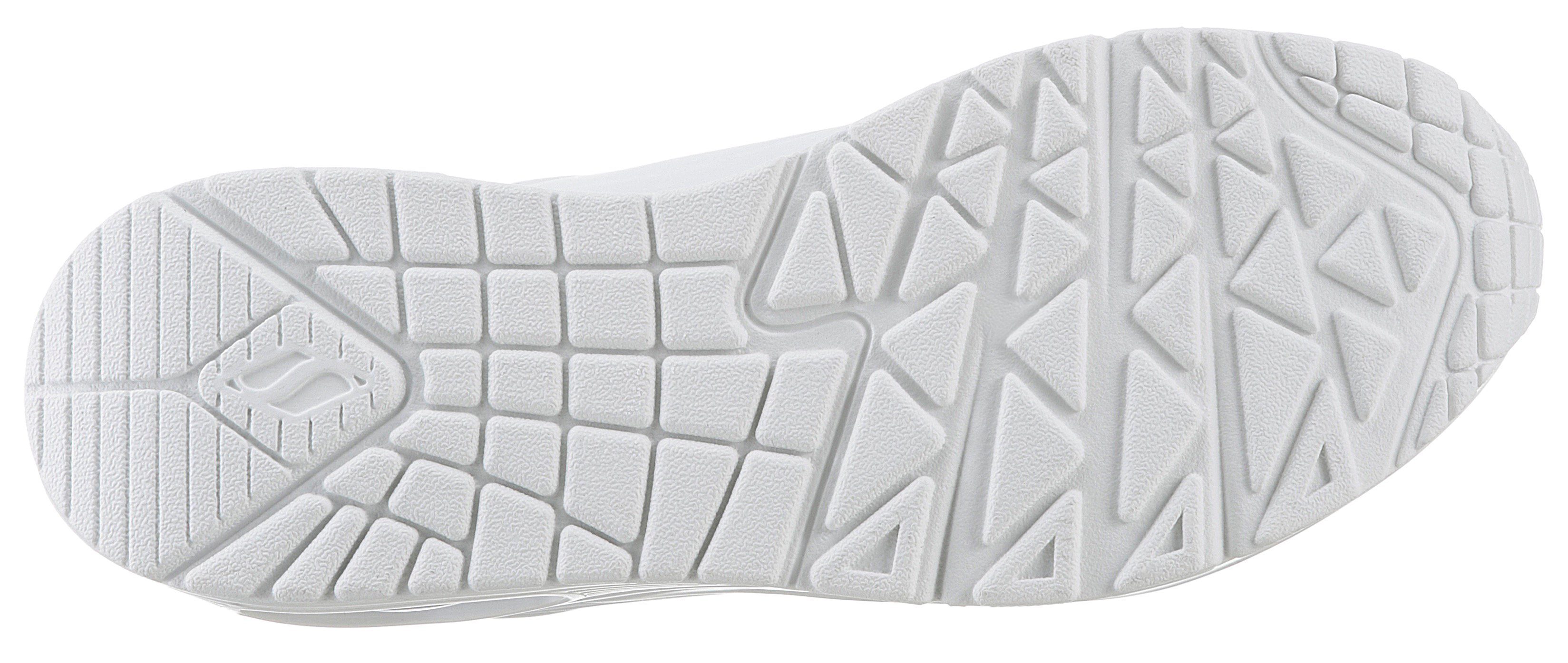 Skechers UNO SHIMMER AWAY Slip-On Sneaker Slipper, Freizeitschuh, Plateausneaker mit modischem Keilabsatz