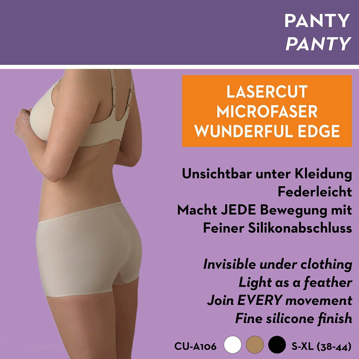 Naomi & Nicole Panty A106 Nahtloser und sehr leichter Slip mit patentierten Silikonabschluss