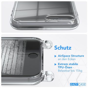 EAZY CASE Handykette 2in1 Metallkette für iPhone 8 Plus / iPhone 7+ 5,5 Zoll, Silikonhülle Transparent Smartphonekette für Unterwegs Ketten Rose