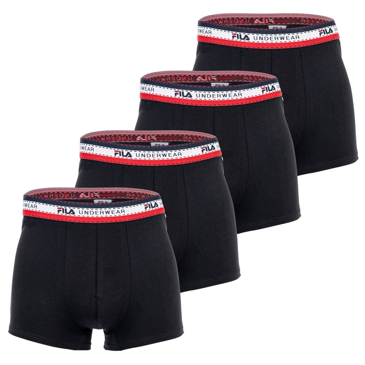 Fila Boxer Herren Boxer Shorts, 4er Pack - Logobund, Cotton Schwarz