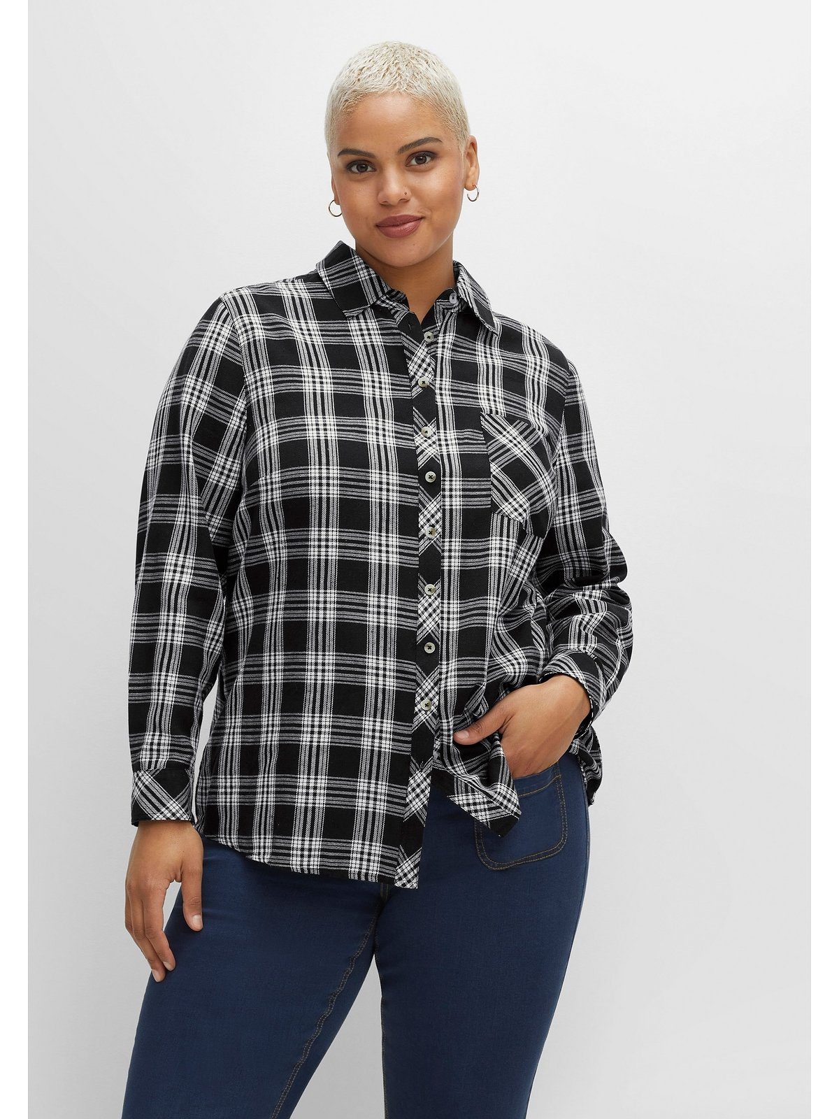 sheego by Joe Browns Hemdbluse Große Größen im Karomuster mit Brusttasche