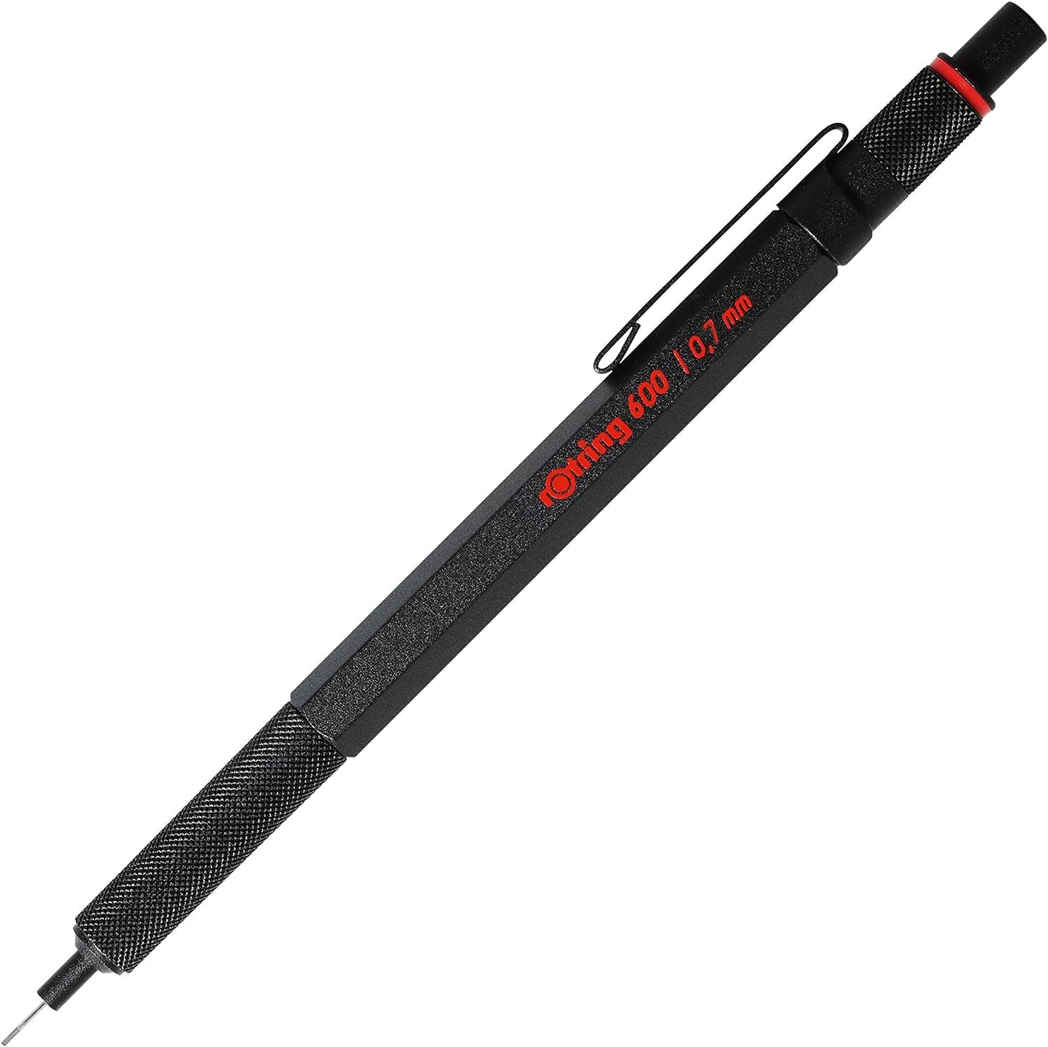 ROTRING Bleistift 600 Feinmine 0,7mm Ergonomisches Vollmetallgehäuse schwarz