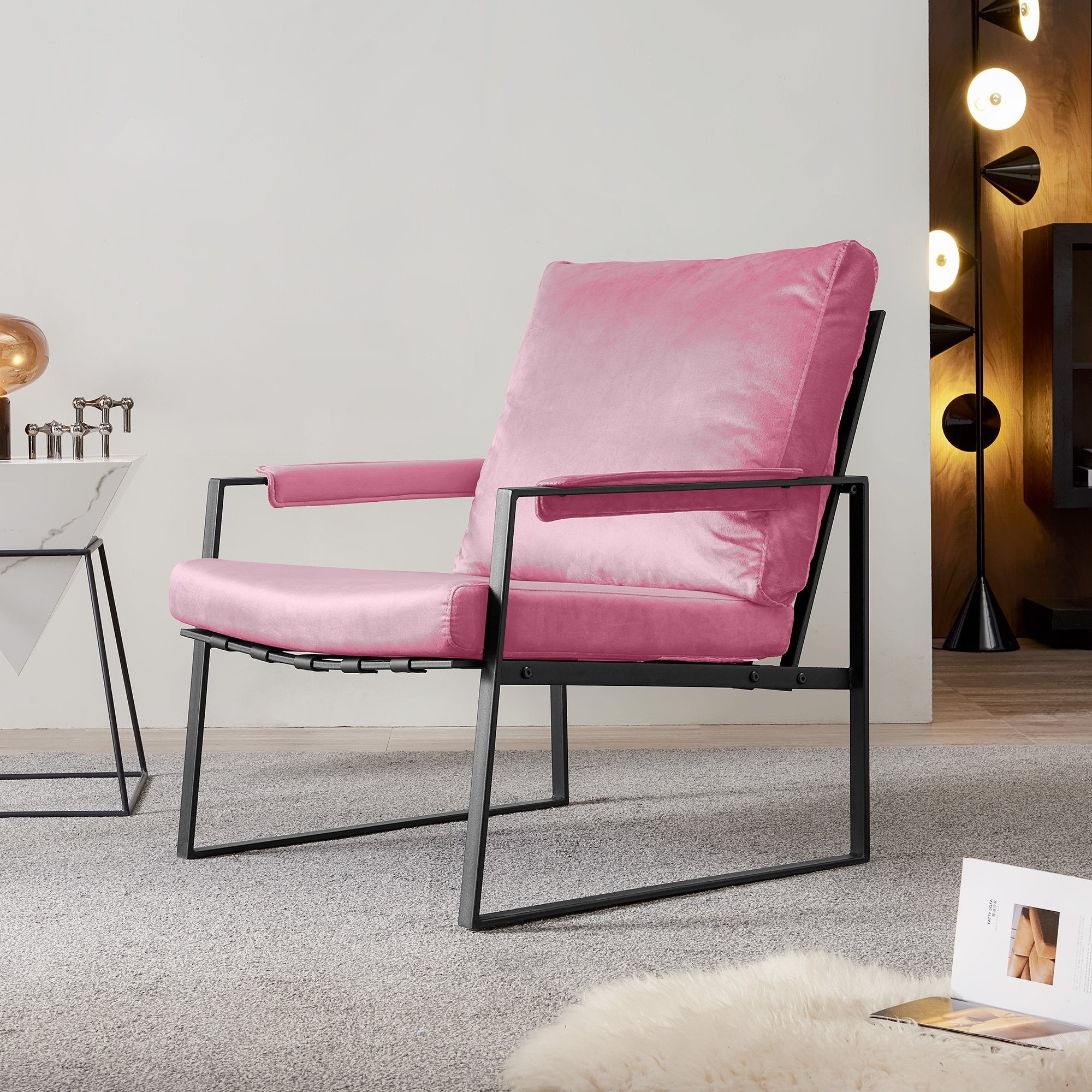 DOTMALL Stuhl Moderner Relax Einzelsessel mit Samtkissen