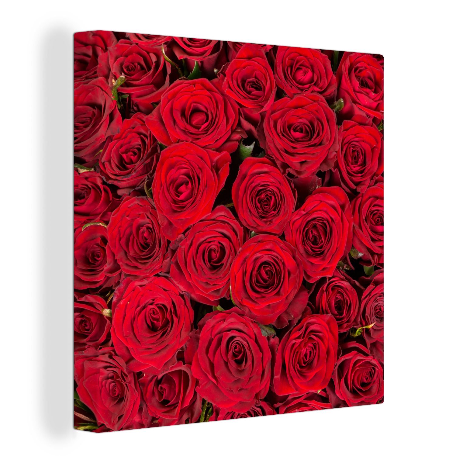 OneMillionCanvasses® Leinwandbild Rosen - Blumenstrauß - Rot, (1 St), Leinwand Bilder für Wohnzimmer Schlafzimmer