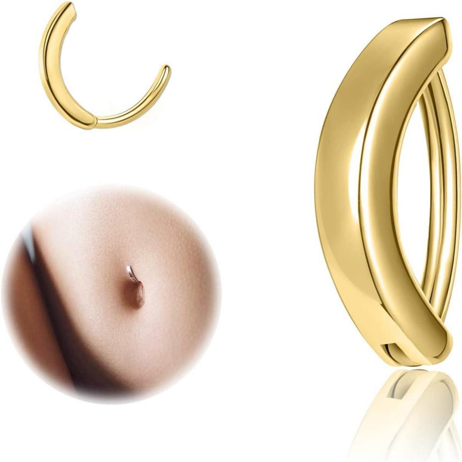 Bauchnabelpiercing Bauchnabelpiercing Clicker 14G Silber 925 Gold inner diameter 8mm 16g