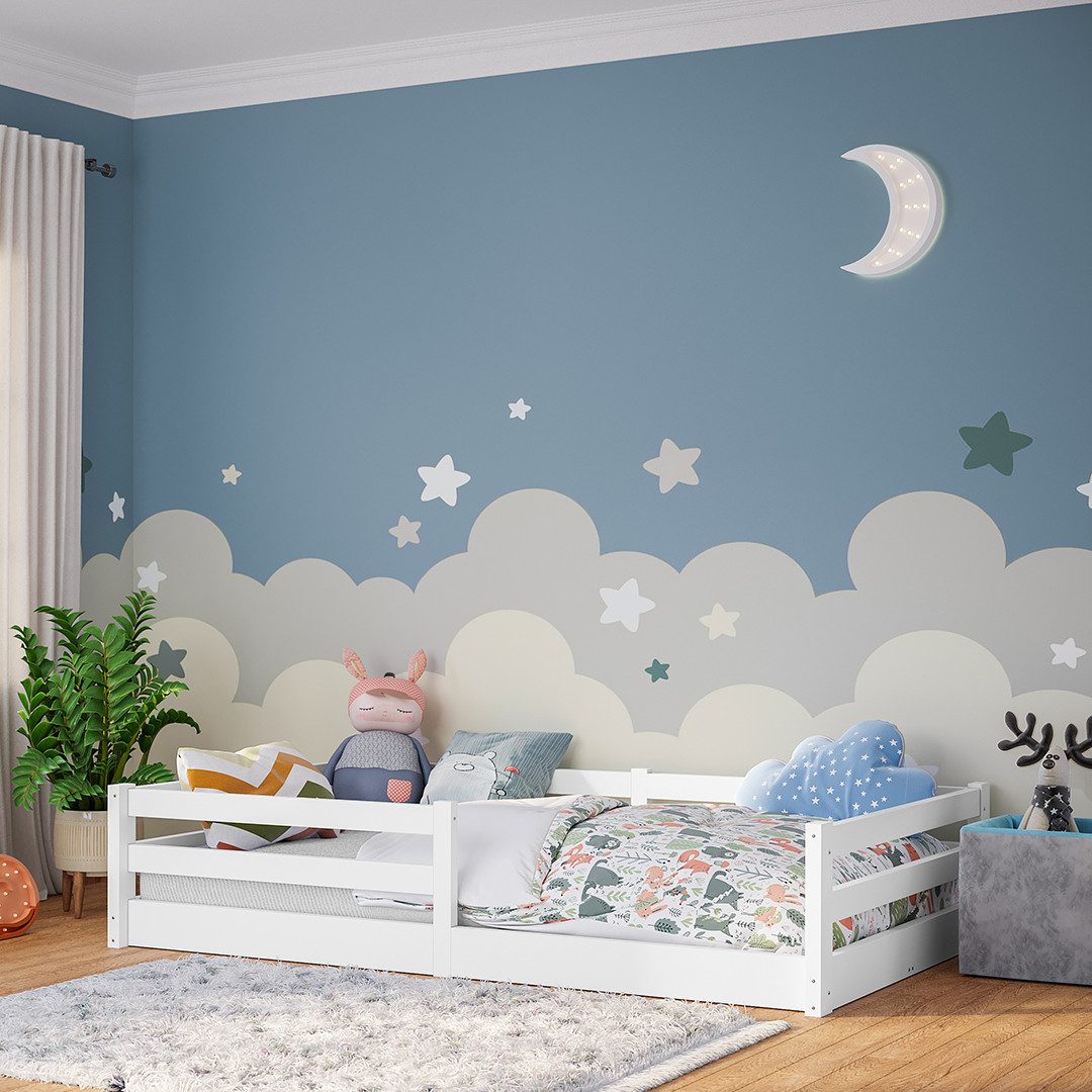 Bellabino Kinderbett Iskri mit Rausfallschutz und Lattenrost (weiß, optiona günstig online kaufen