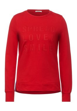 Cecil Sweatshirt Cecil Sweatshirt mit Wording in Vibrant Red (1-tlg) Schlitze