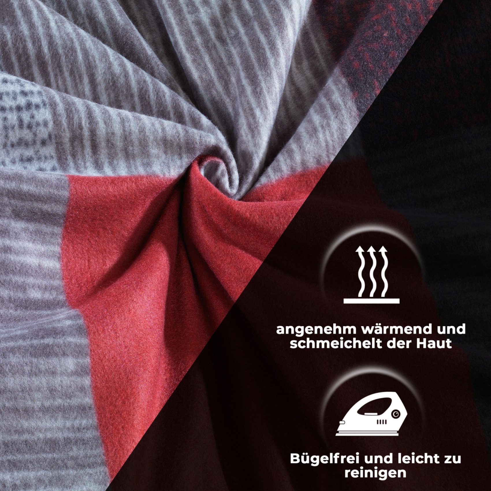 Dreamhome Bettwäsche Thermo Fleece kuschelig weiche Winterbettwäsche, Thermo Fleece, 2 teilig, Für Allergiker geeignet, pflegeleicht, angenehm weicher Stoff – Bild 4 von 5