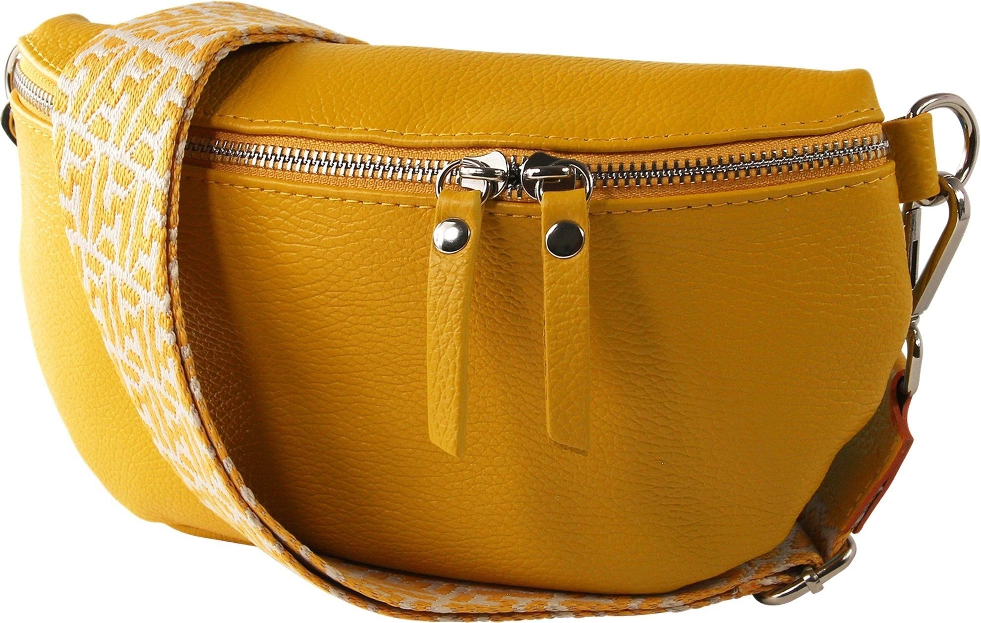 Toscanto Gürteltasche Toscanto Damen Gürteltasche Leder gelb (Gürteltasche), Damen Gürteltasche Leder, gelb, mehrfarbig ca. 25cm x ca. 15cm