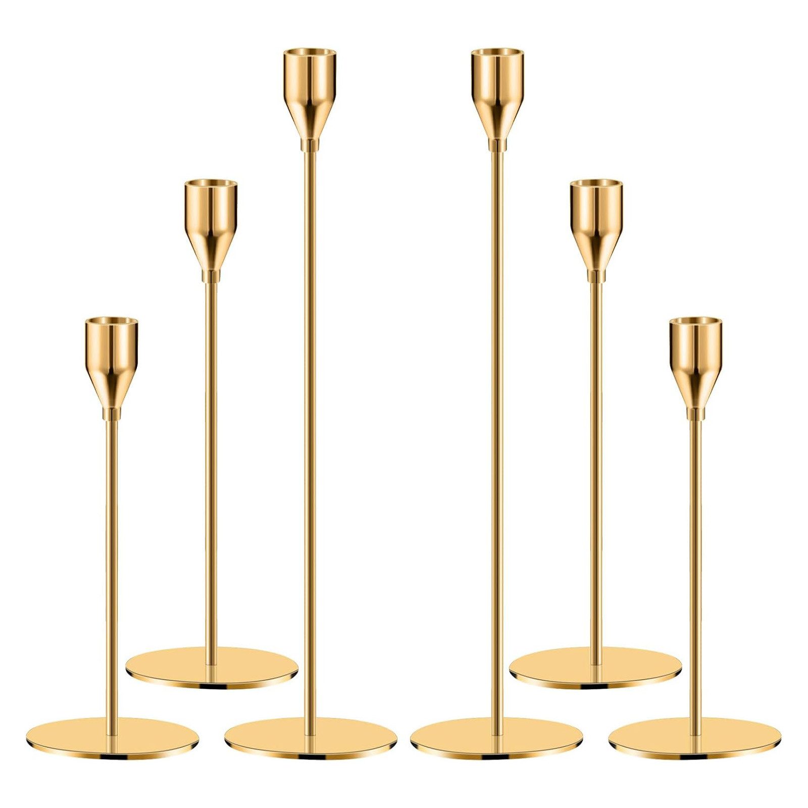 AKKEE Kerzenständer 6er-Set Kerzenhalter, Kerzenständer für Stabkerzen, Metall, für Party Geburtstag Abendessen Vintage Deko