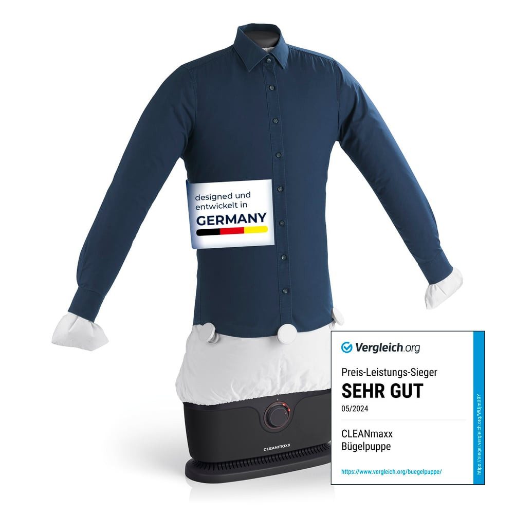 CLEANmaxx Bügelsystem Hemdenbügler PRO für Oberbekleidung, 1800 W, Bügler für Hemden Blusen, Trocknen und in Minuten knitterfrei