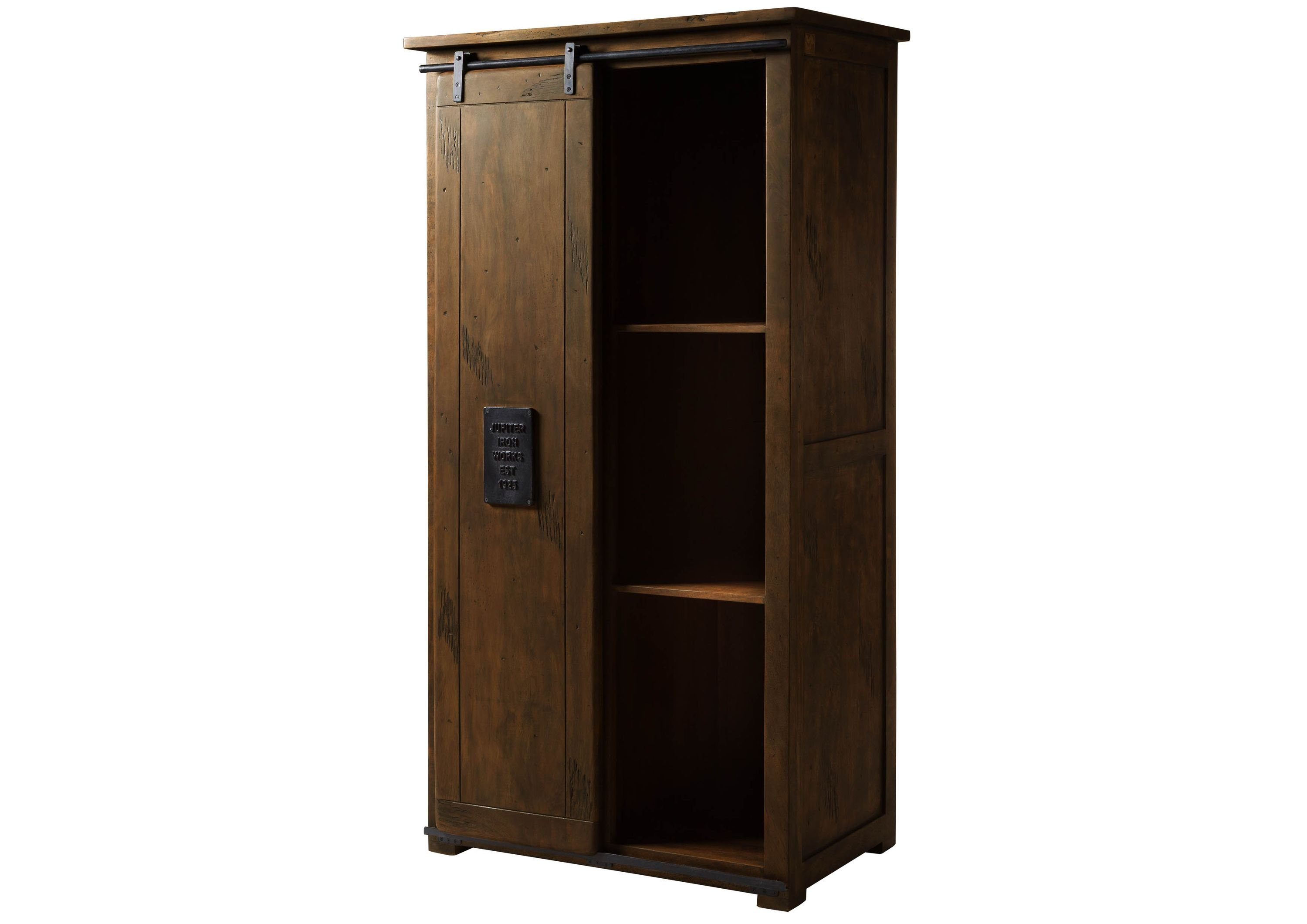 Massivmoebel24 Dreh-/Schwebetürenschrank RAILWAY (Schrank Mango 100x60x190 braun lackiert RAILWAY #416) Schrank Mango 100x60x190 braun lackiert RAILWAY #416