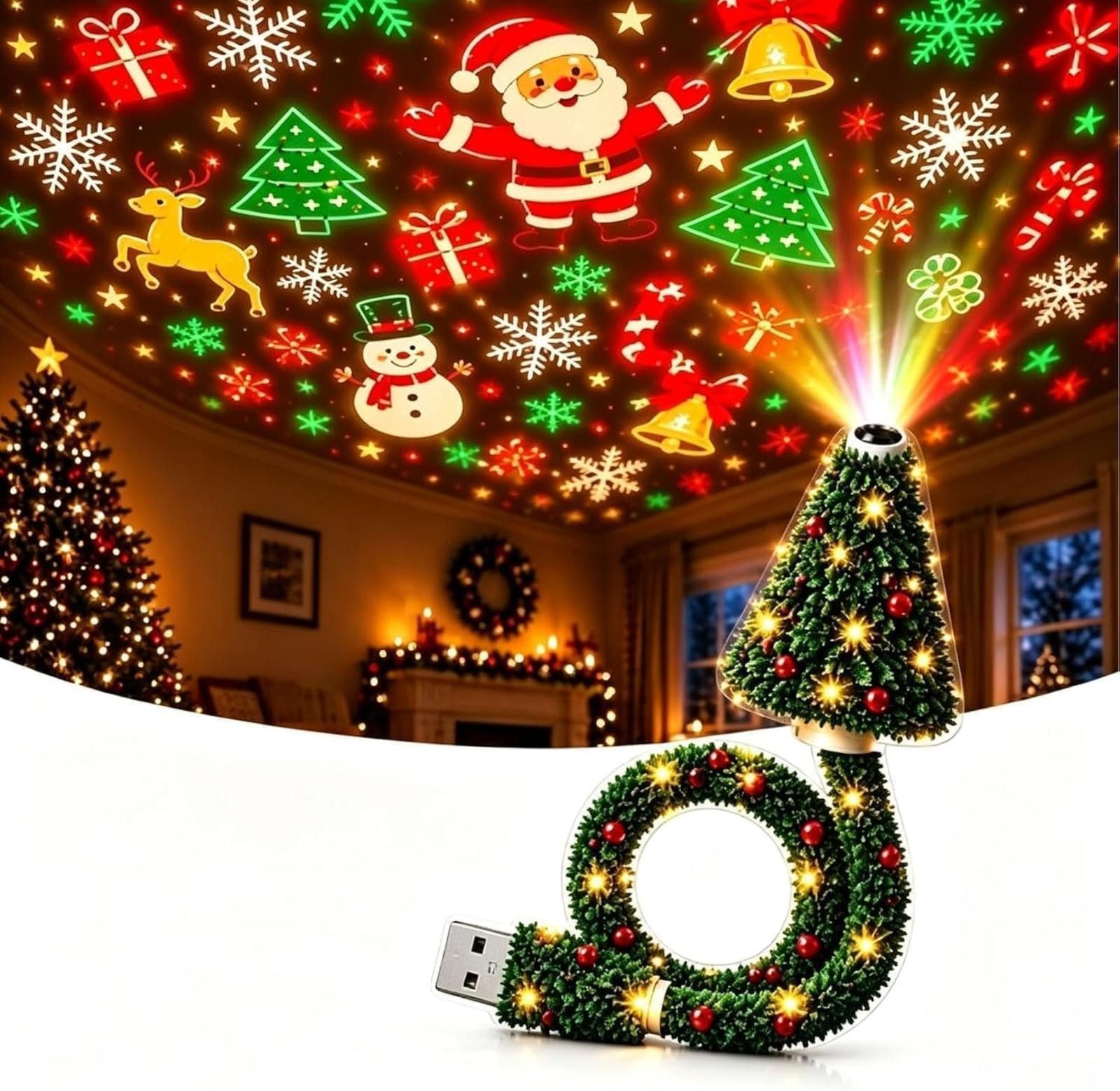 FELIXLEO LED Discolicht Weihnachtsprojektor-Licht, Plug-and-Play-HD-Weihnachtsprojektor