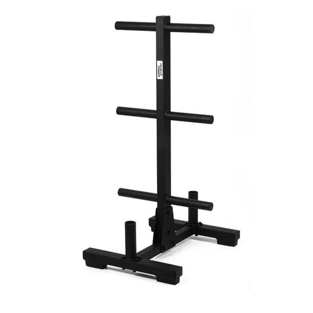 Muscle Power Hantelscheibenständer Bumper Plates und Langhanteln - 6 Pins - Gummifüße