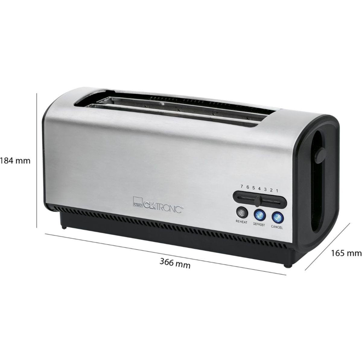 CLATRONIC Toaster TA 3687 inox 4 Scheiben-Langschlitztoaster