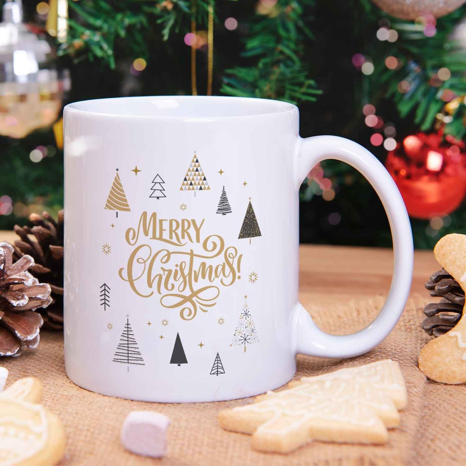 GRAVURZEILE Tasse mit Geschenke Spülmaschinenfest Männer - Weihnachten, für Weiß - zu Weihnachtsbäume & - Frauen Weihnachtsmotiv