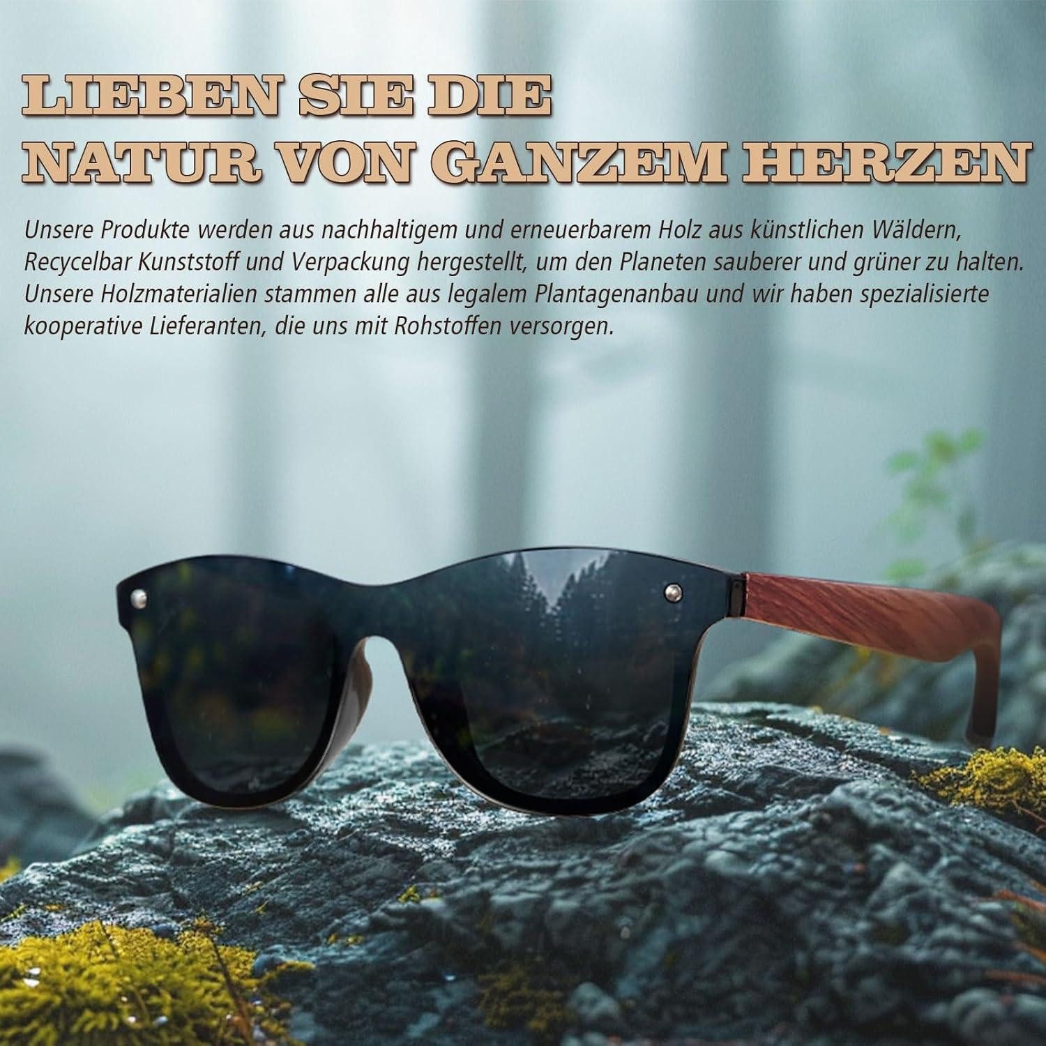 LuxusKollektion Retrosonnenbrille Sonnenbrille Holz Herren Damen polarisierte 1 Glänzend Schwarz Rot